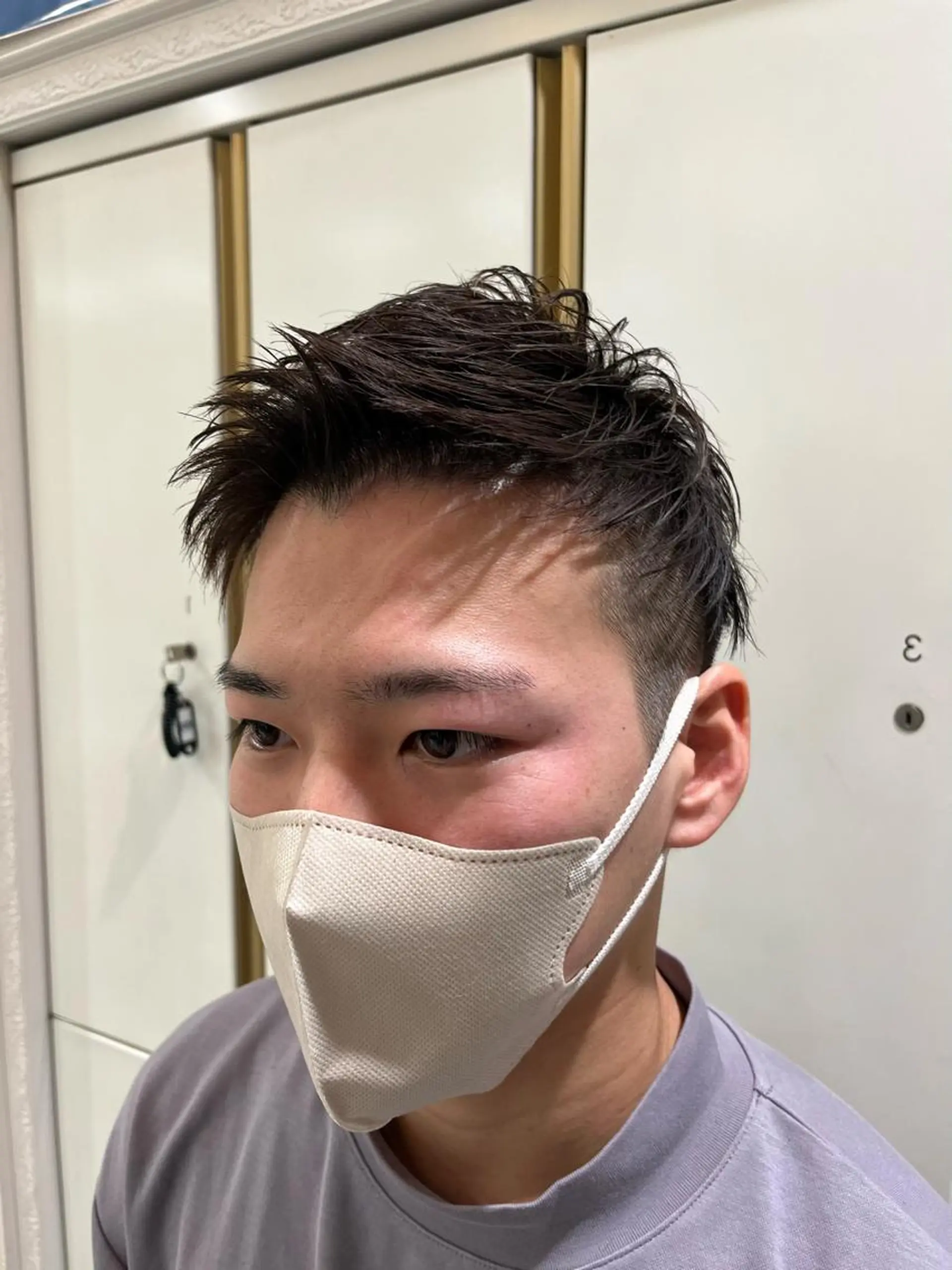 メンズ アップバング センターパート バレイヤージュ/ヘア アレンジ/shionのヘアスタイル