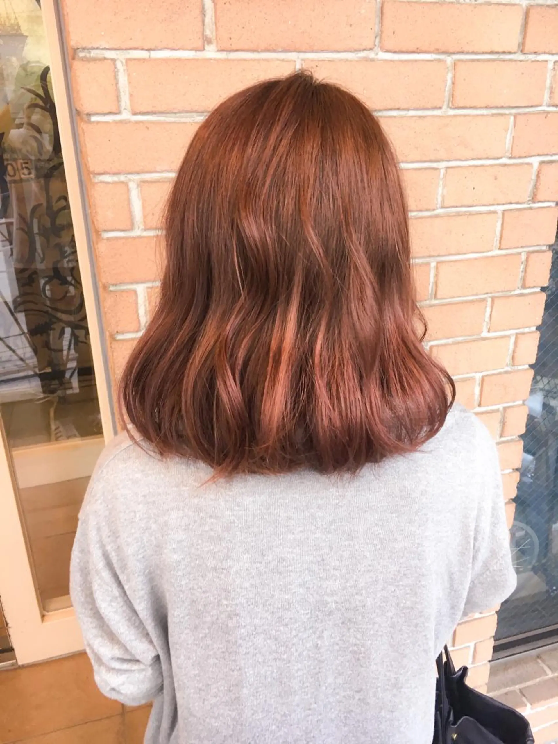 ミディアム カラー ダブルカラー オレンジ 北條 優輝のヘアスタイル