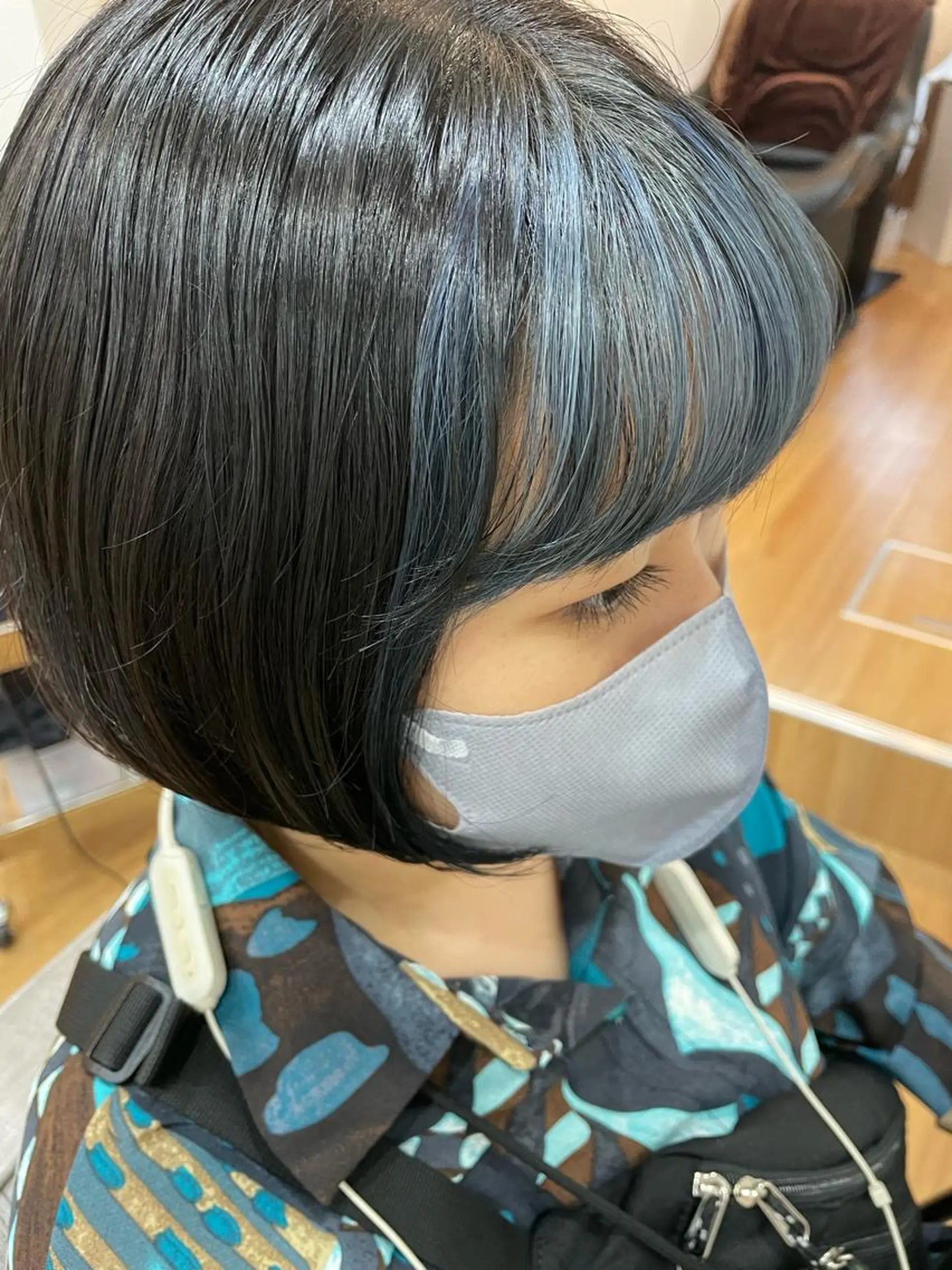 ショート カラー ミストバング ブリーチ ブルーカラー  フェイスフレーミング Era Hatsuneのヘアスタイル