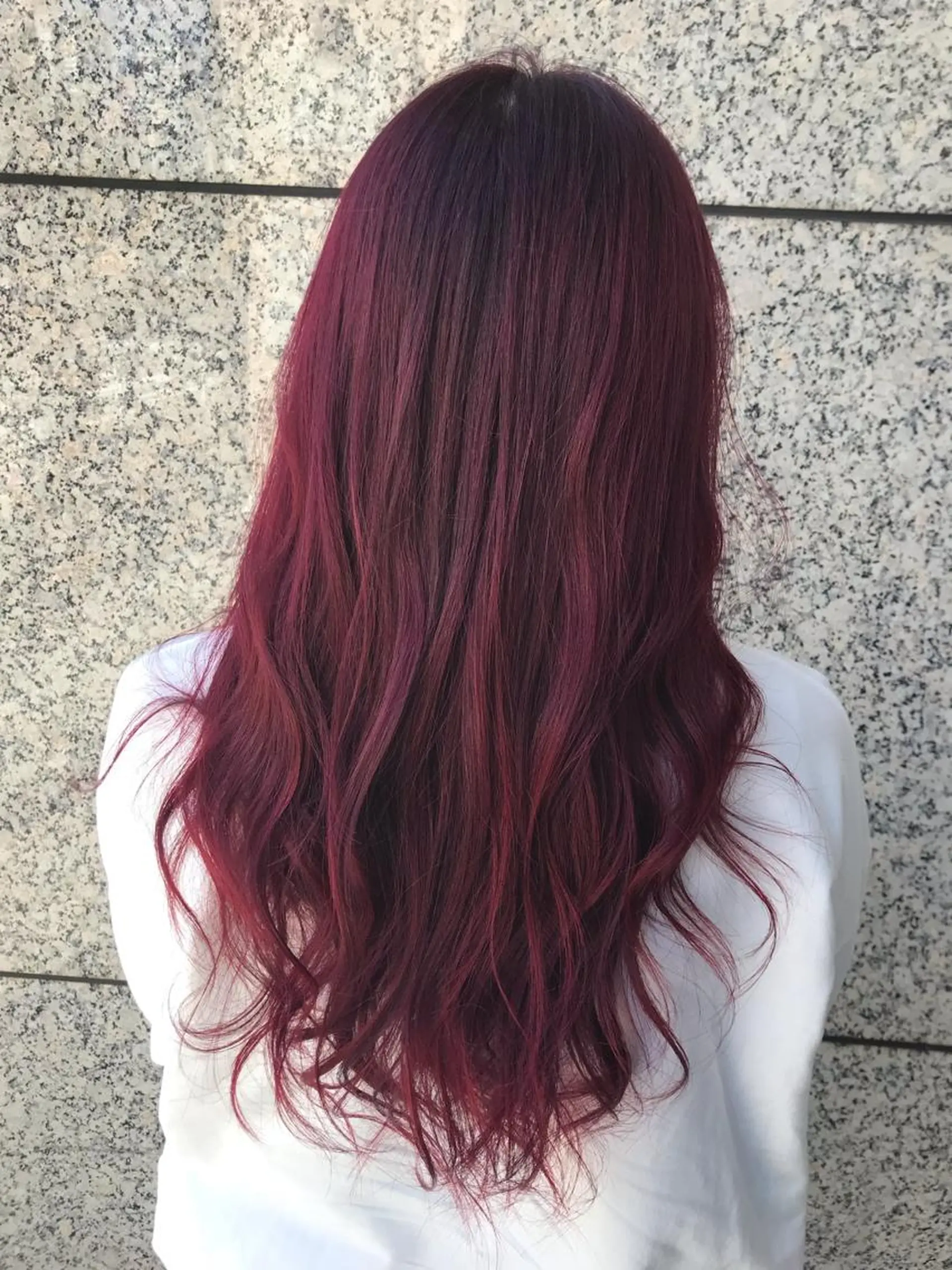 ロング カラー ブリーチ レッドカラー 平尾 拓也のヘアスタイル