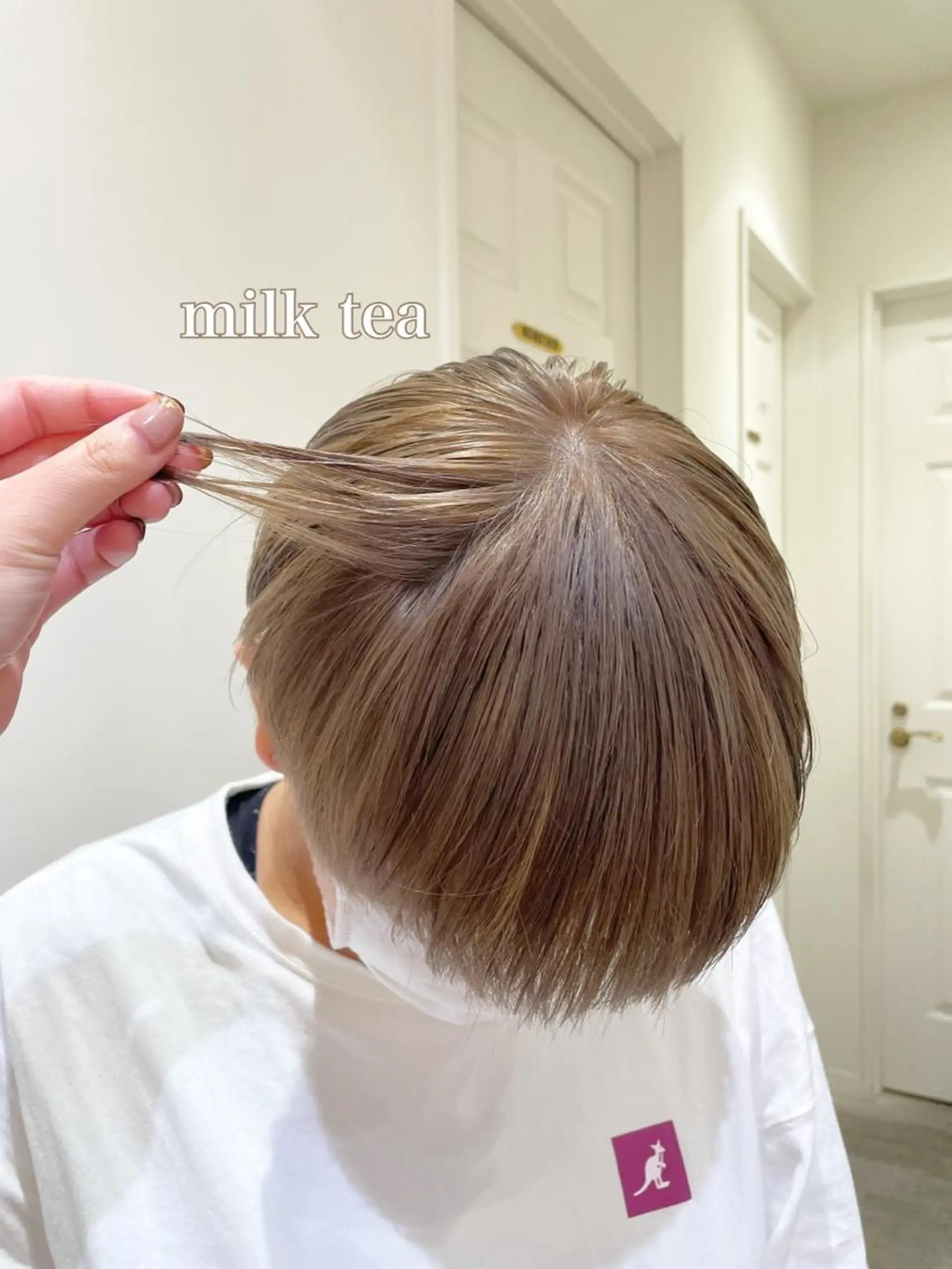 ショート カラー ベージュカラー ブリーチ 透明感カラー ミルクティーベージュ ヘアカラー エクステ/ハイトーン 🐏☁️miminaのヘアスタイル