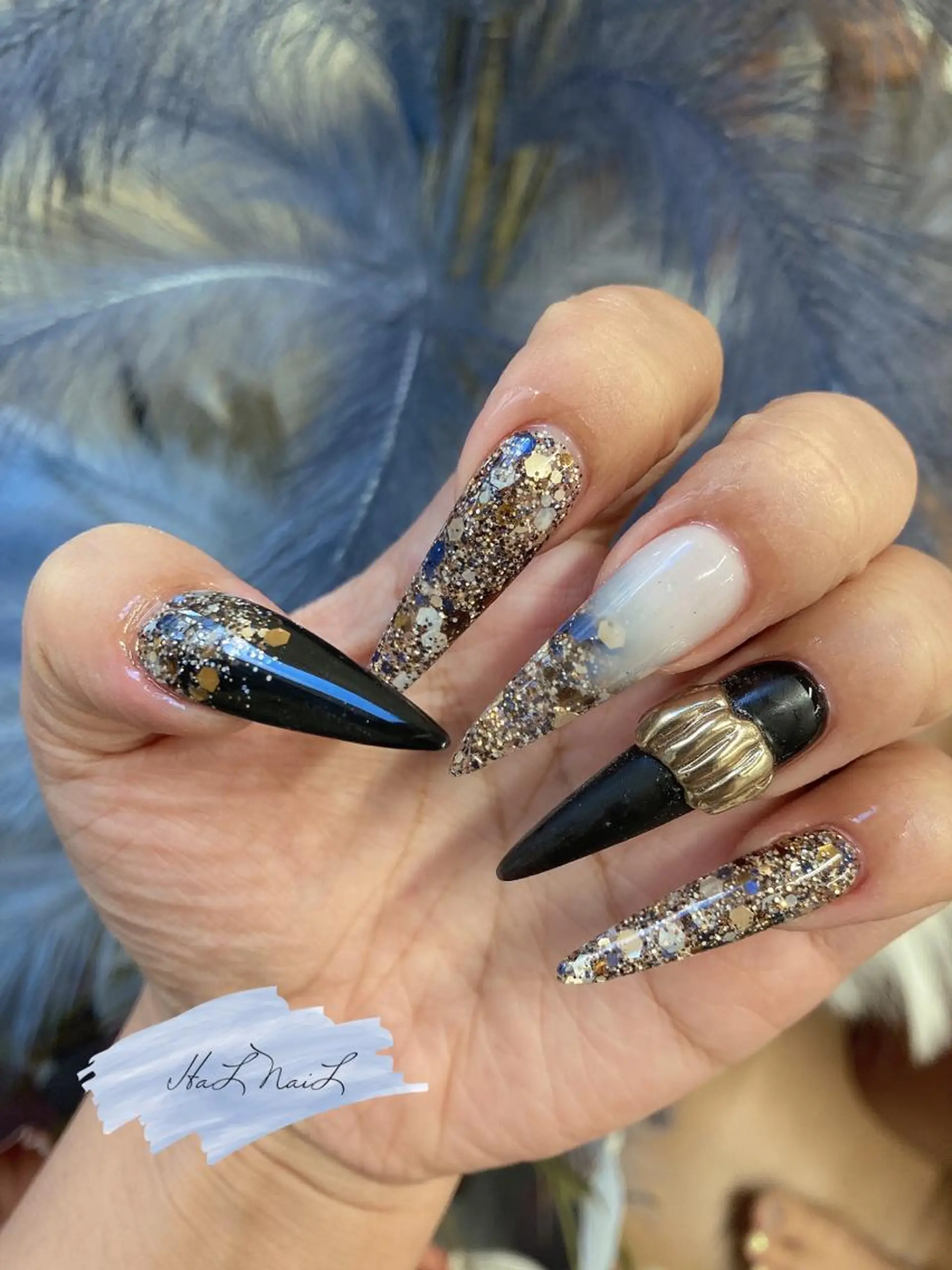 ネイル ラメ(グリッター) ホワイト ハンドネイル HaL NaiLのネイルデザイン