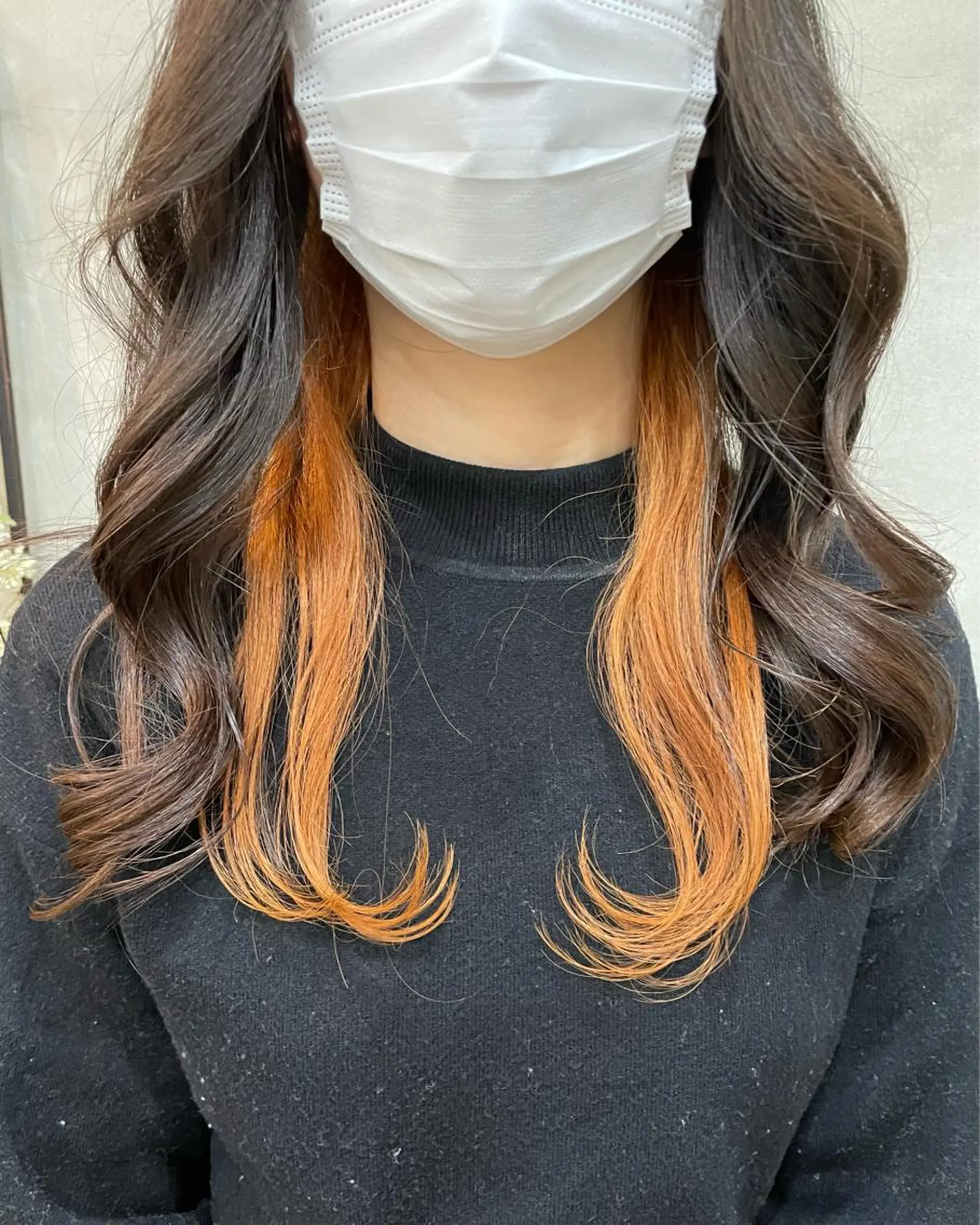 ロング カラー ベージュカラー オレンジ オレンジベージュ ヘアカラー トリートメント 【ピンク/韓国ヘア/ ヘアセット】亜海のヘアスタイル