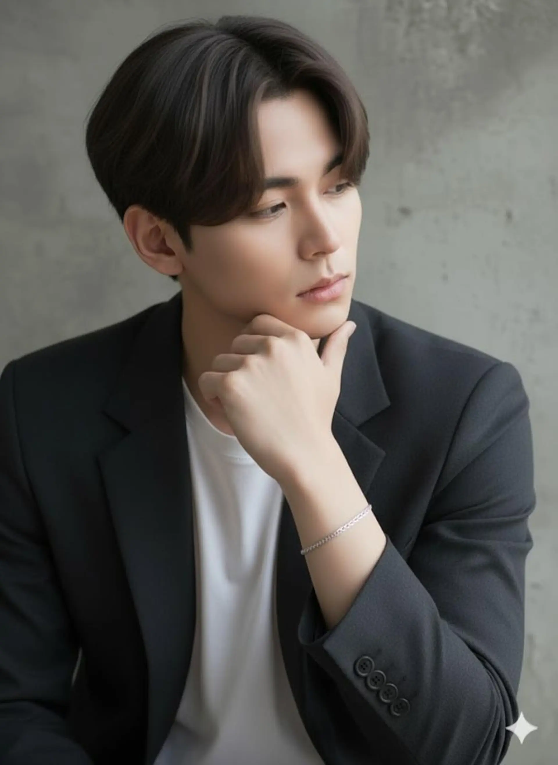 ミディアム メンズ センターパート ツーブロック 刈り上げ カット ヘアサロン エム渋谷のヘアスタイル