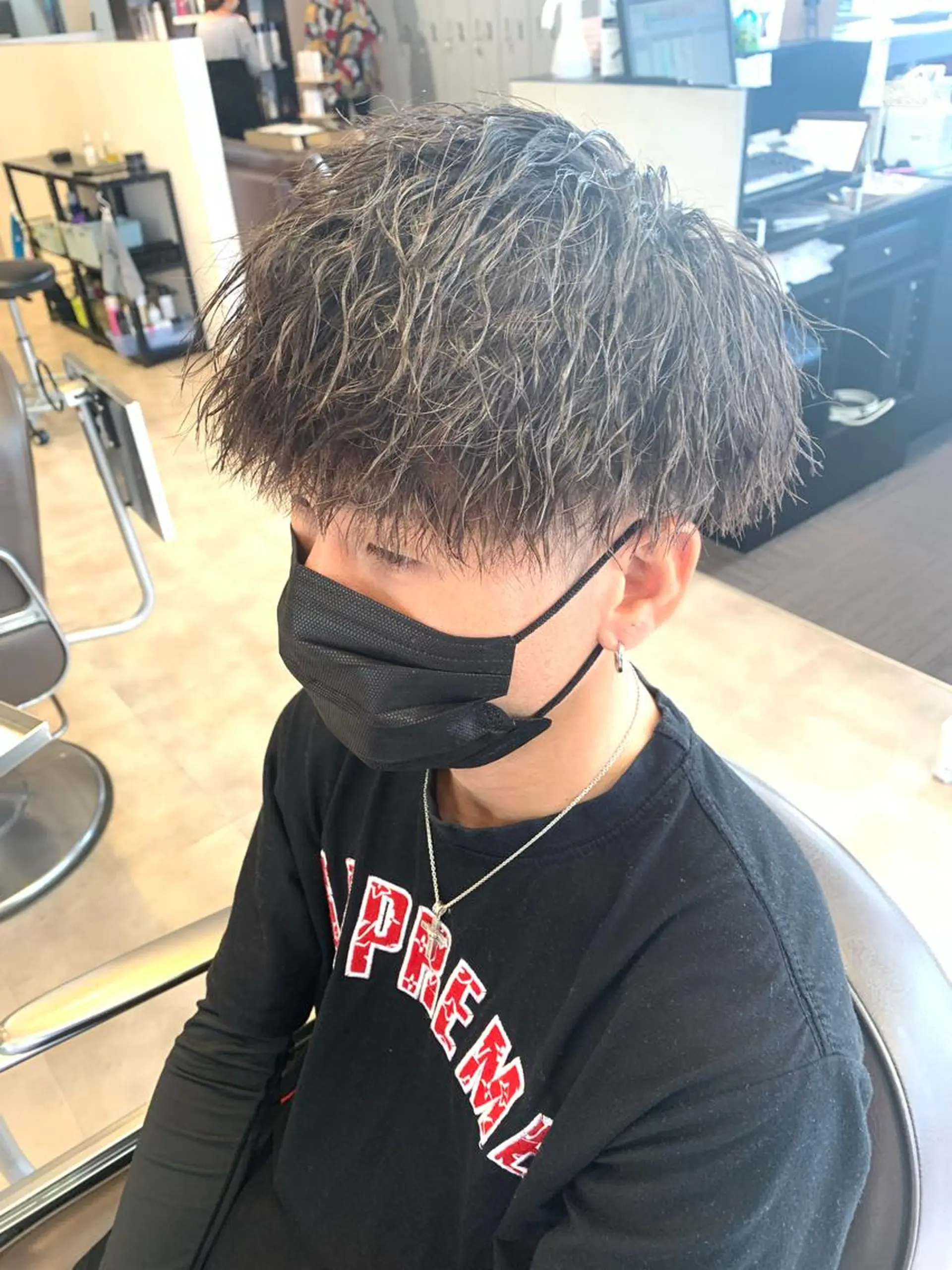 ミディアム メンズパーマ/難波/ 心斎橋　室園亮佑のヘアスタイル