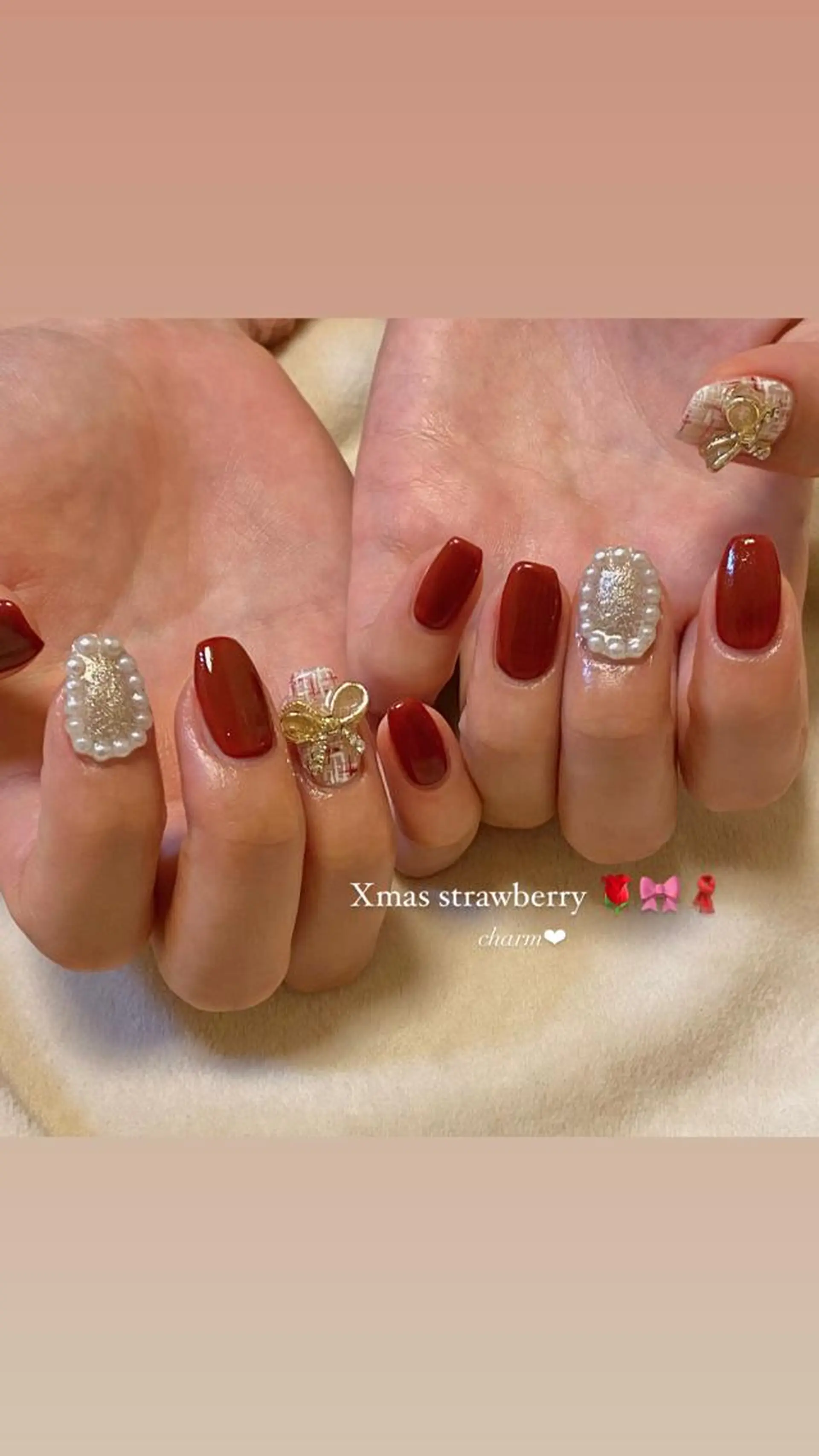 ネイル ボルドー バレンタイン 冬ネイル クリスマス nail salon charmのネイルデザイン