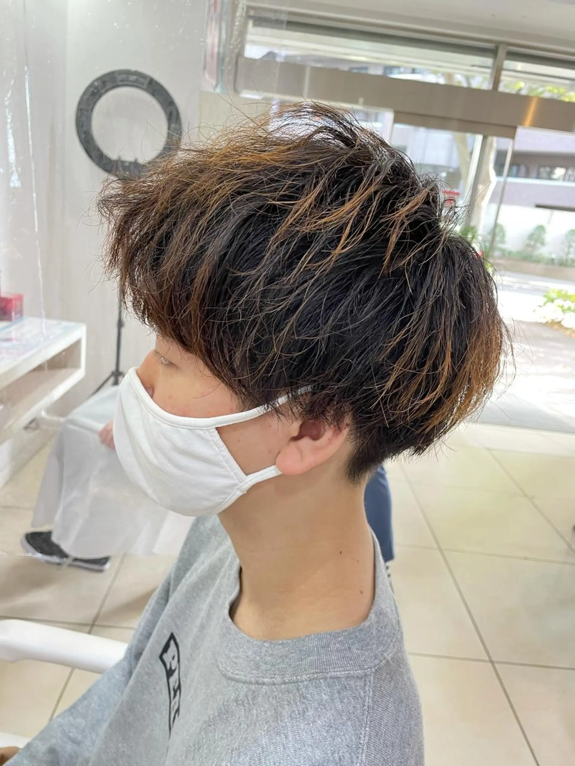 ショート メンズ マッシュ カット 髪質改善× ハイライト溝江のヘアスタイル