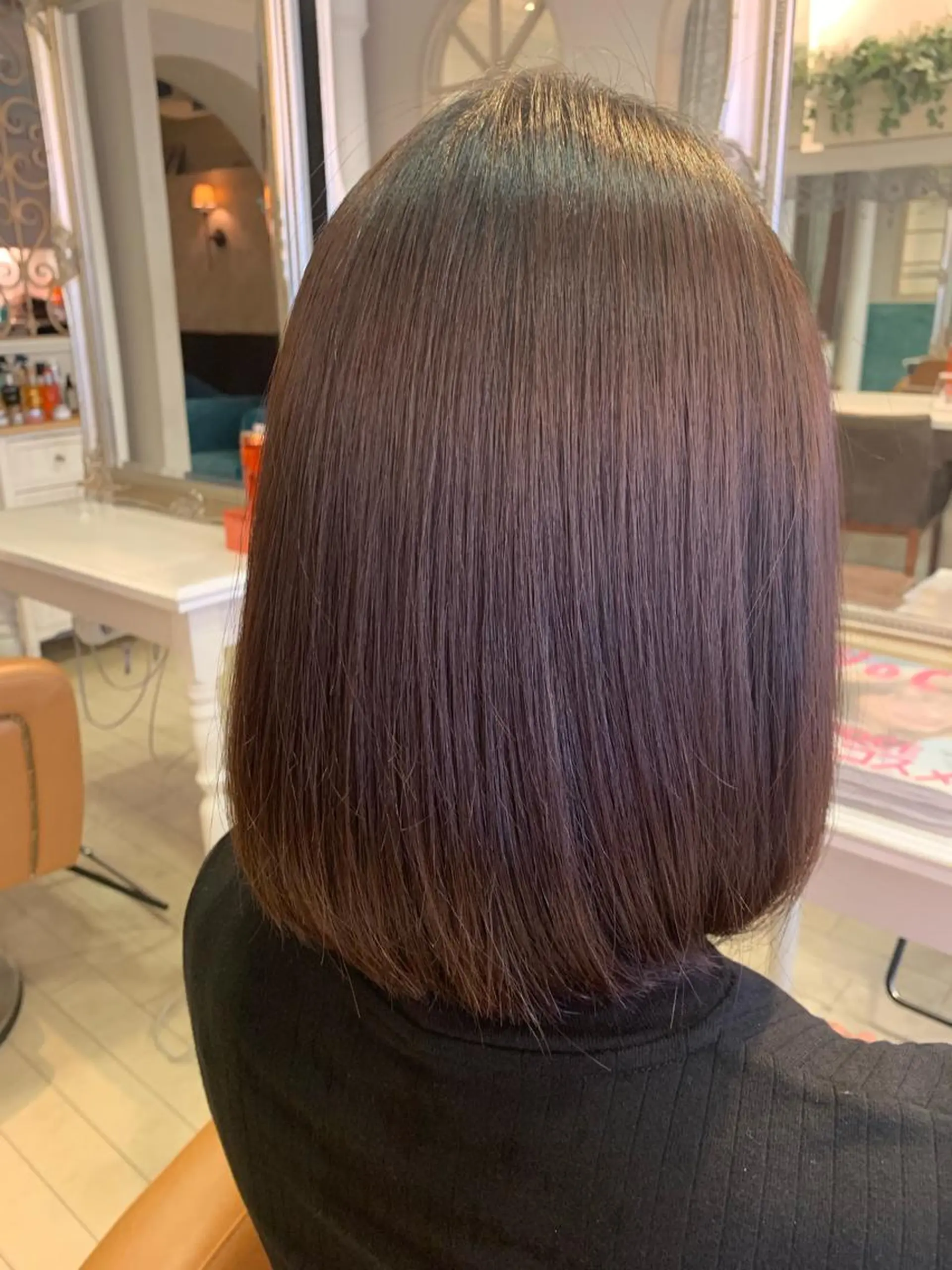 ミディアム カラー パーマ ヘアアレンジ 髪質改善 縮毛矯正 トリートメント ヘアカラー トリートメント 韓国ヘア/髪質改善 /Harunaのヘアスタイル