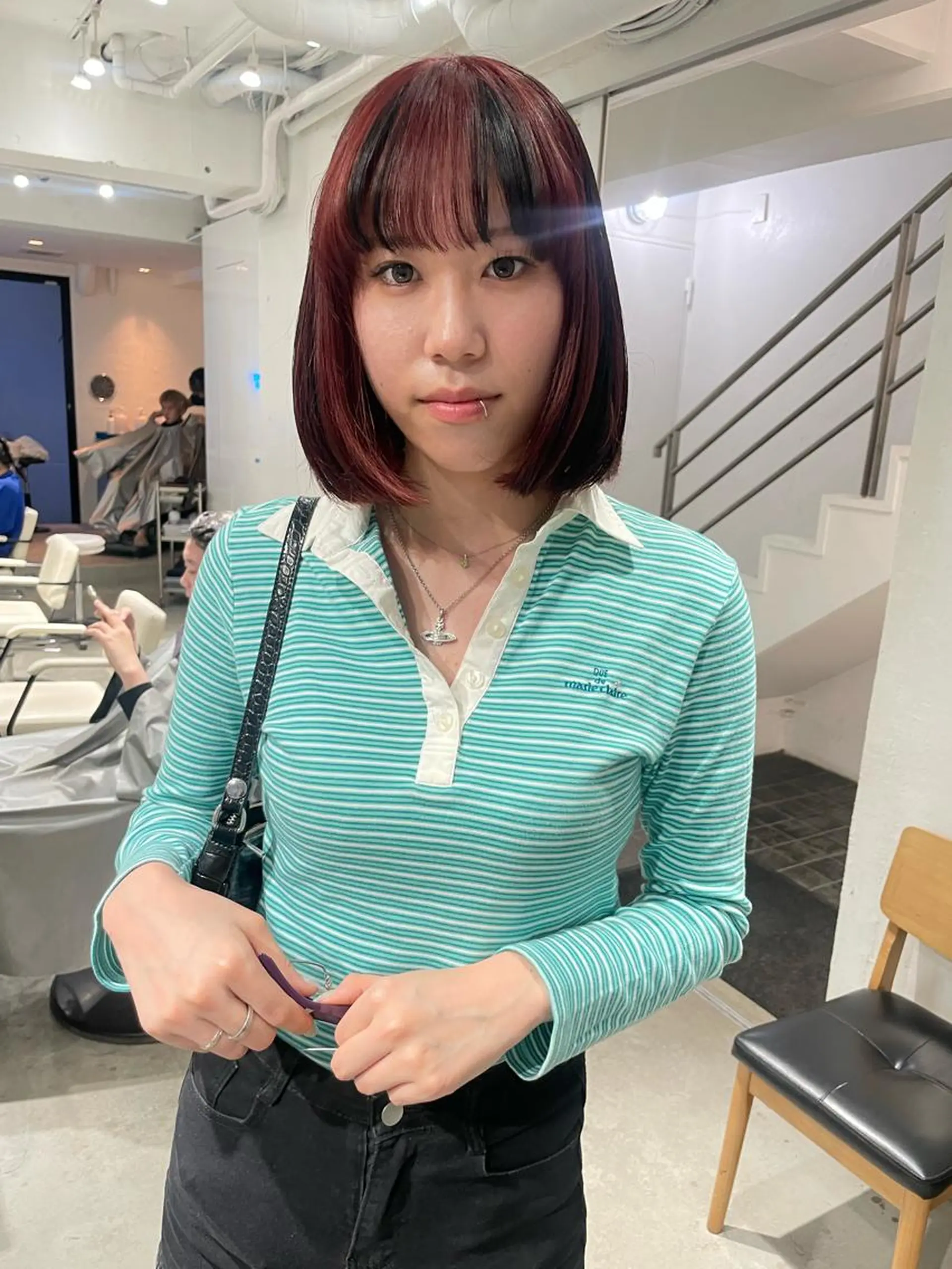 ミディアム カラー ヘアカラー トリートメント スパイラルパーマ 🌐hina⭐️のヘアスタイル