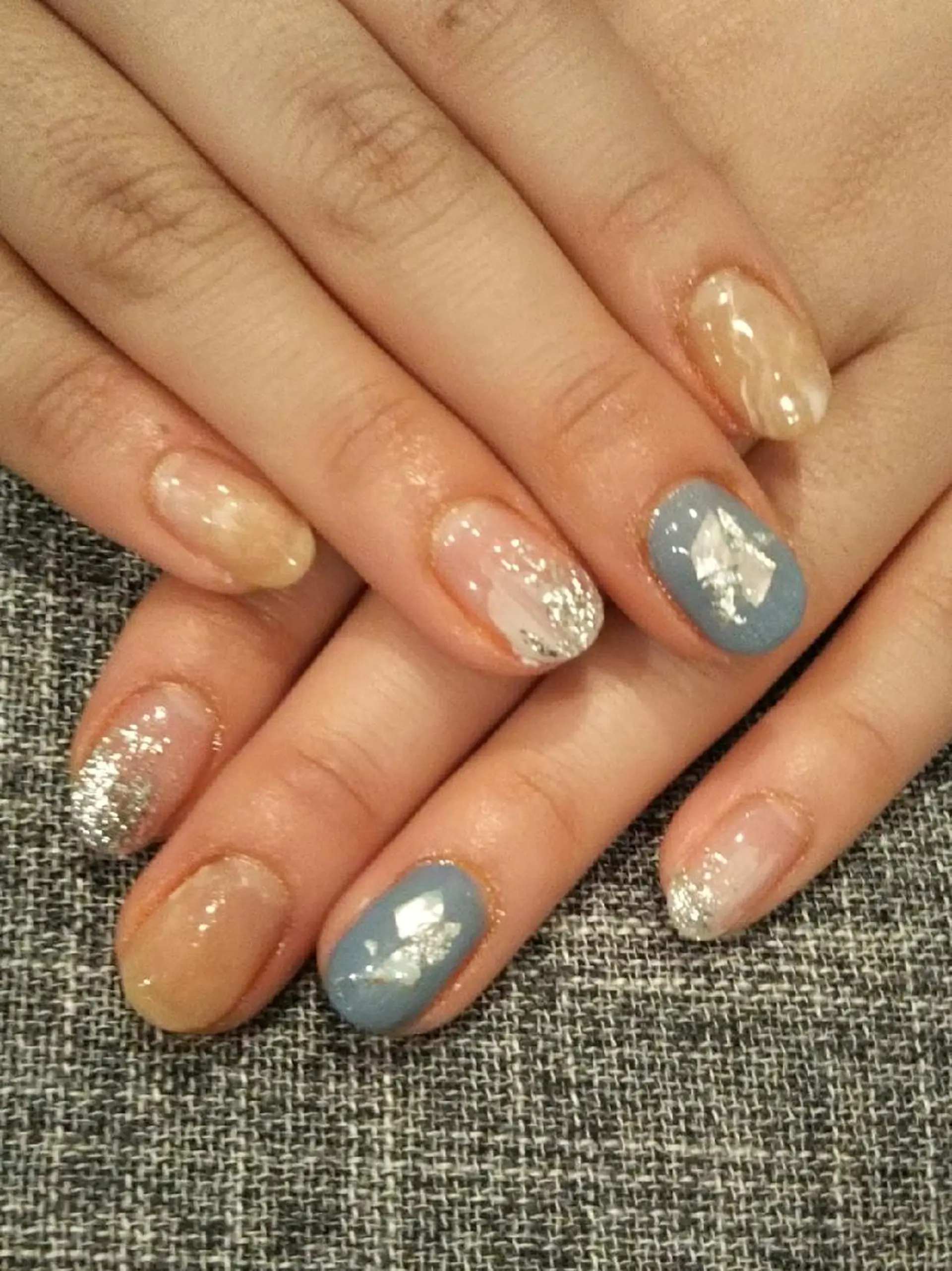 ネイル ブルー ニュアンスネイル ハンドネイル private salon mieのネイルデザイン