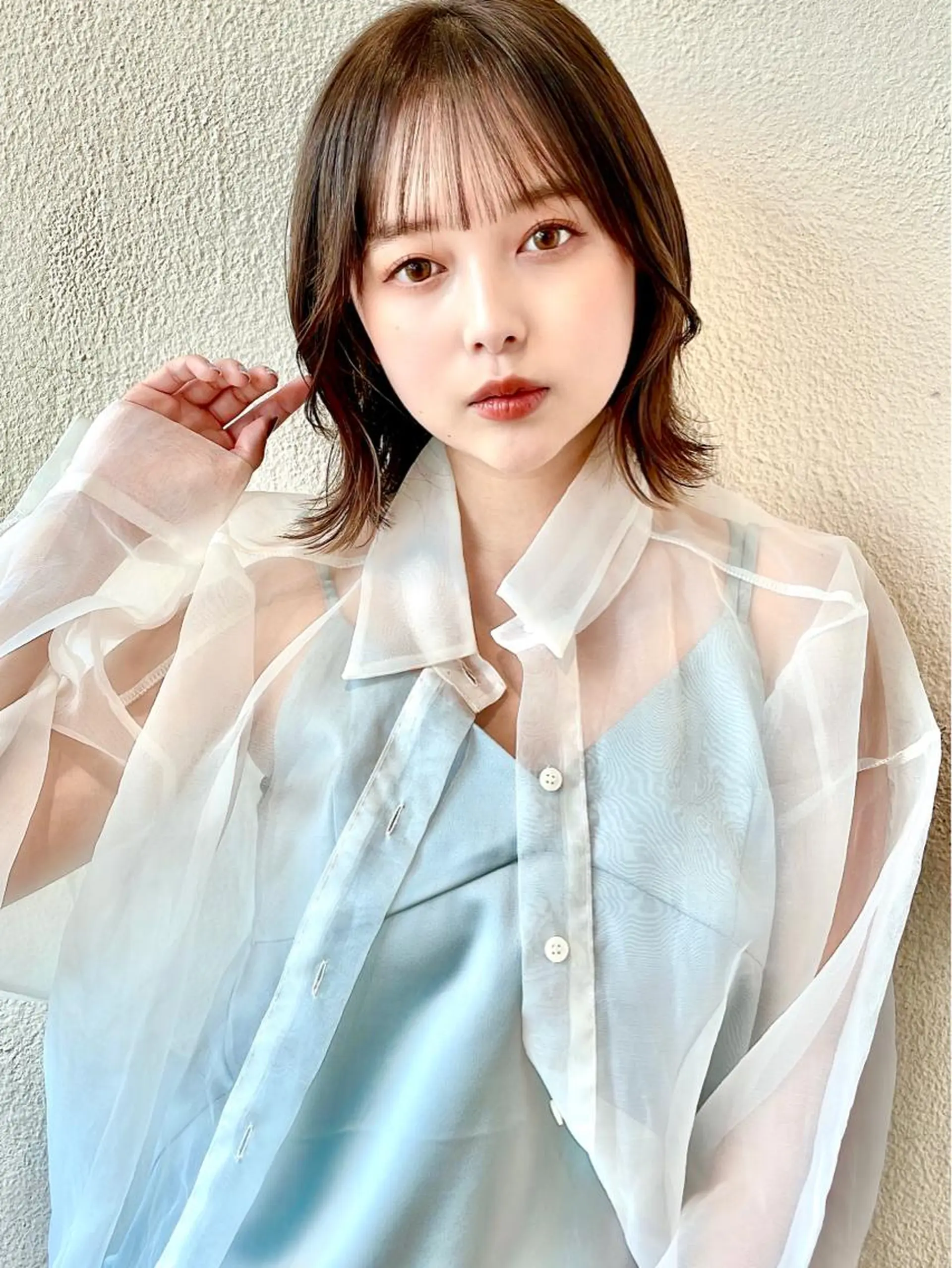 ミディアム 切りっぱなしボブ ショートボブ ボブ くびれヘア タンバルモリ 市原 大翼のヘアスタイル