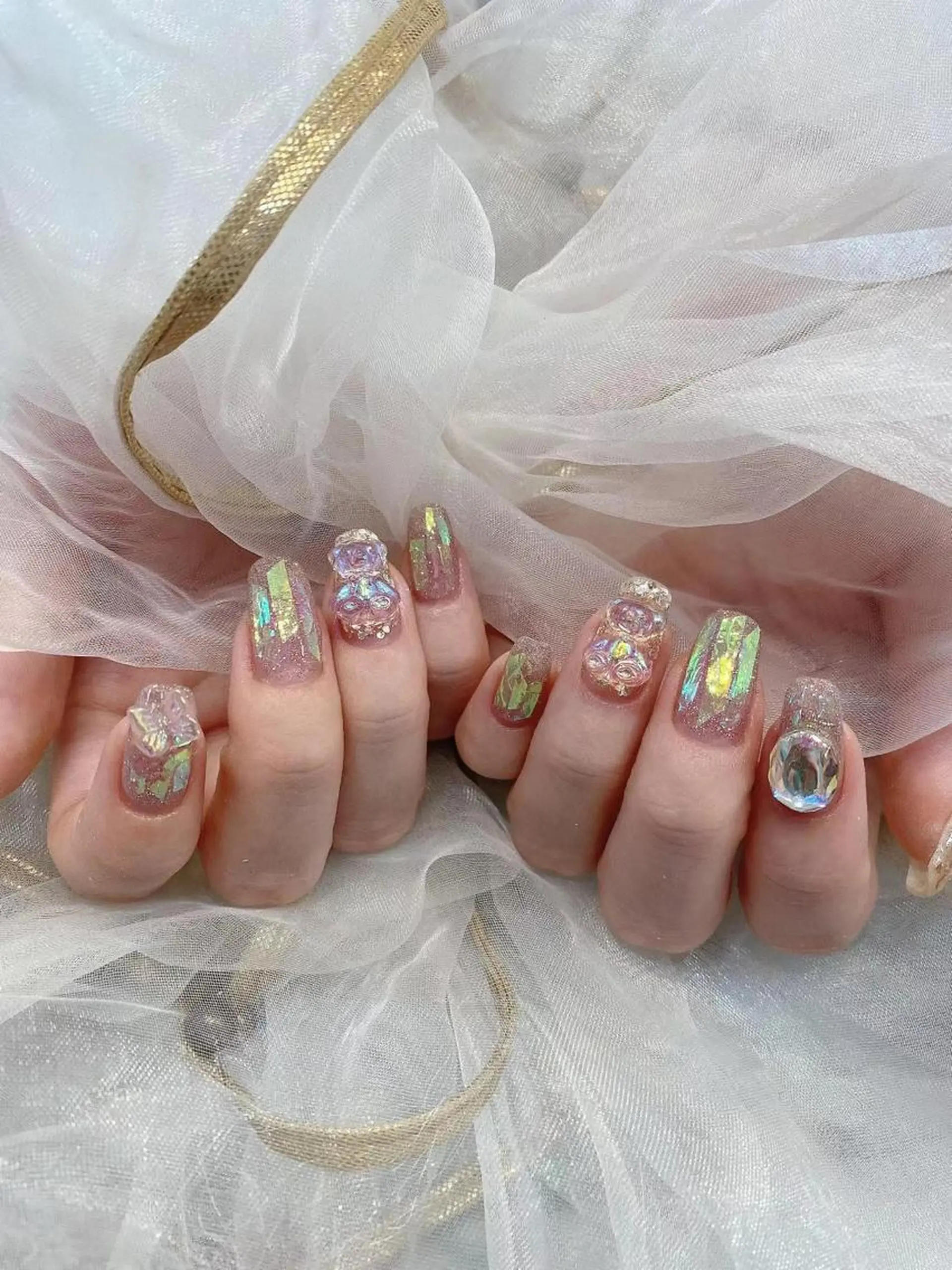 ネイル アートネイル オーロラネイル クリアネイル キラキラネイル ラメ(グリッター) Babarla nailのネイルデザイン