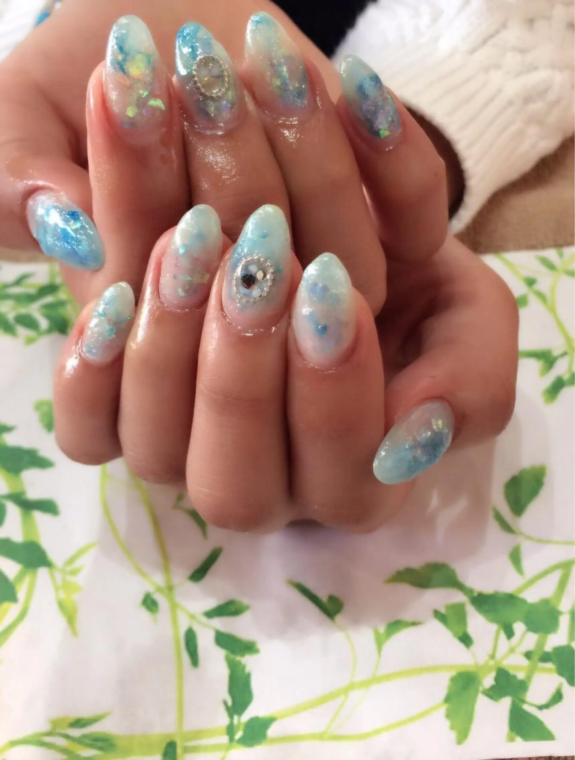 ネイル ブルー スカルプネイル a yakaのネイルデザイン