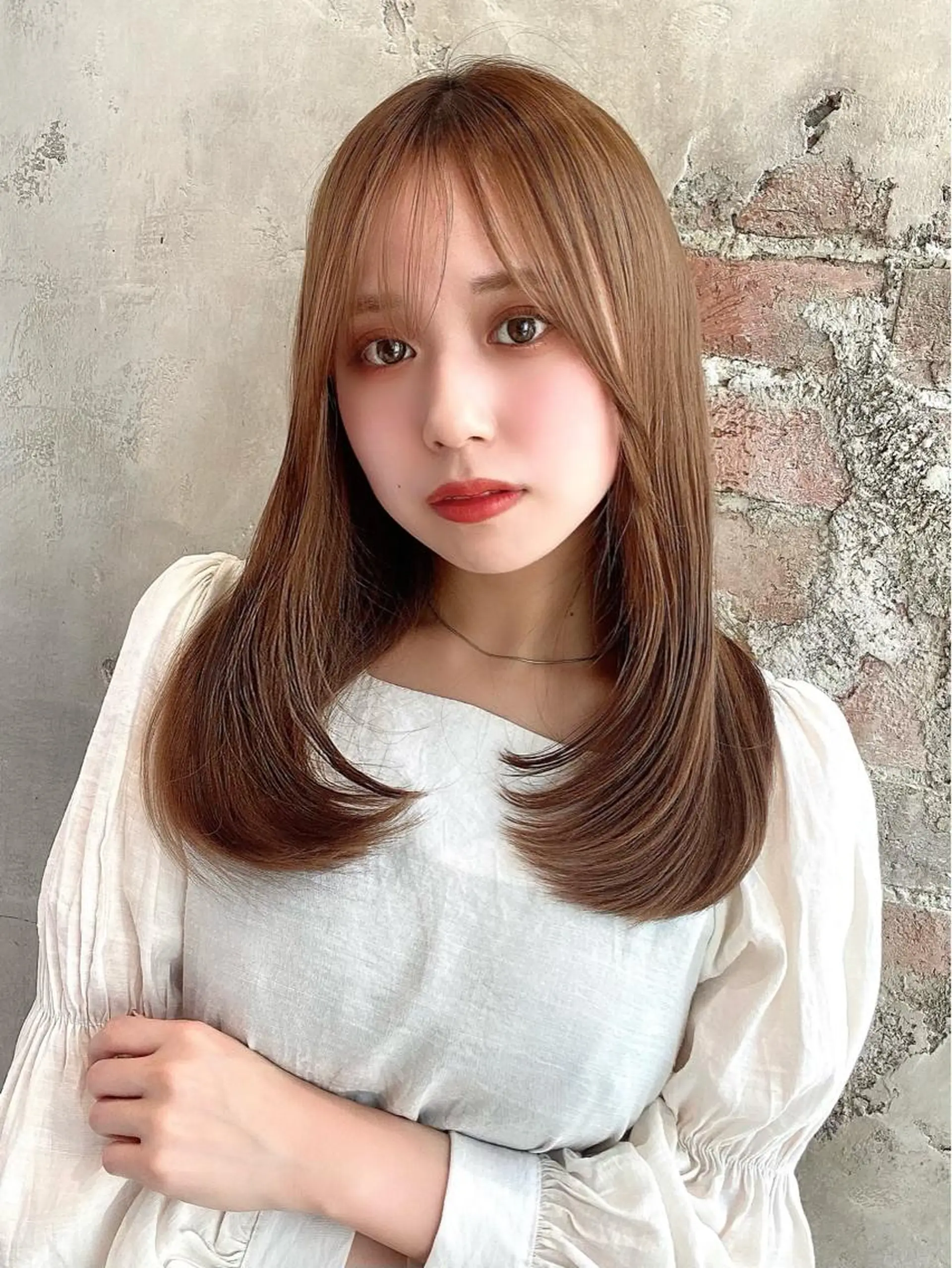 セミロング カラー パーマ ヘアアレンジ 韓国風ヘア レイヤーカット ストレートパーマ Surpass所属・🌈小顔似合わせ SHIHO🌈のヘアスタイル