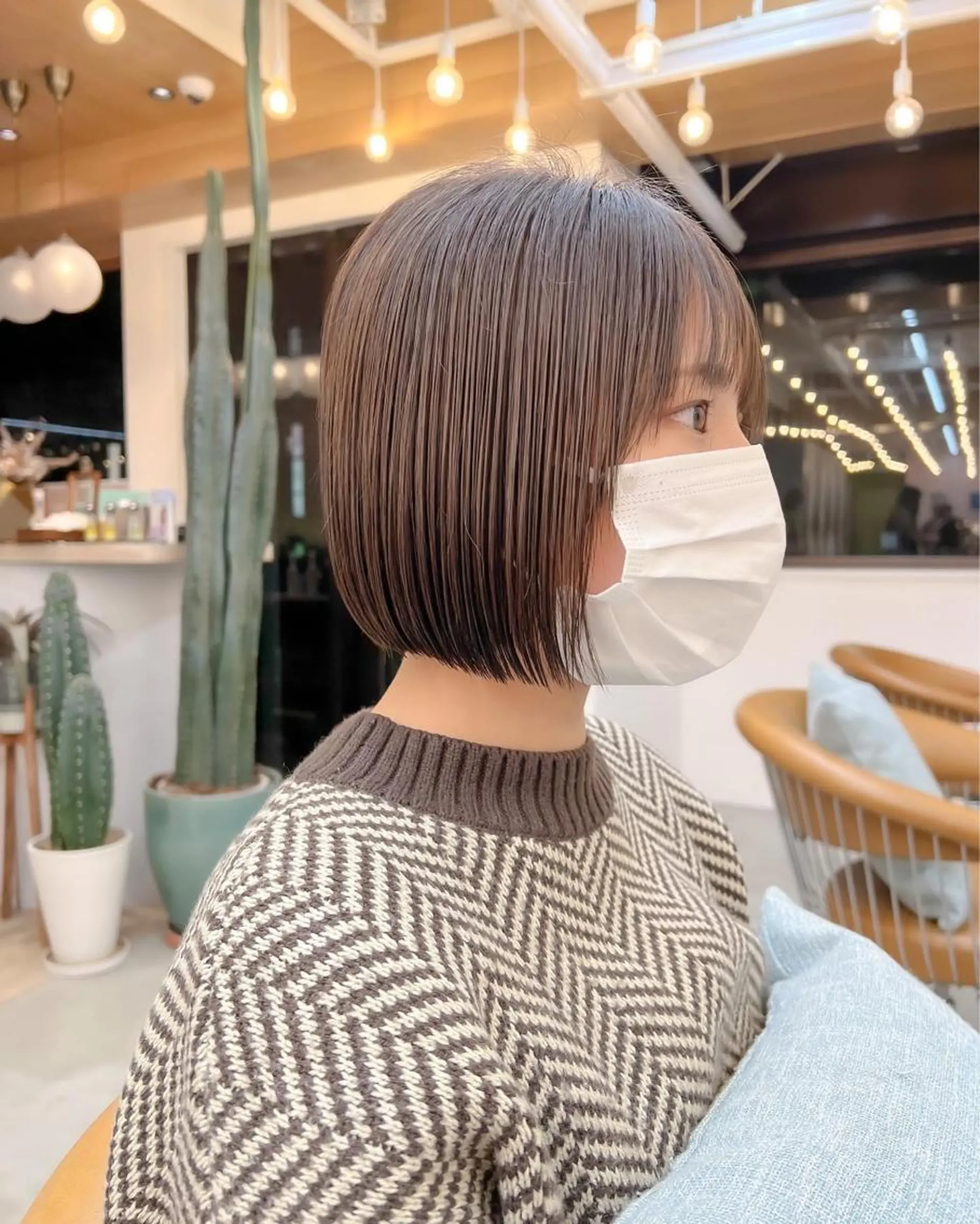 ミディアム カット ヘアカラー トリートメント ボブ/縮毛矯正 髪質改善/もえるのヘアスタイル