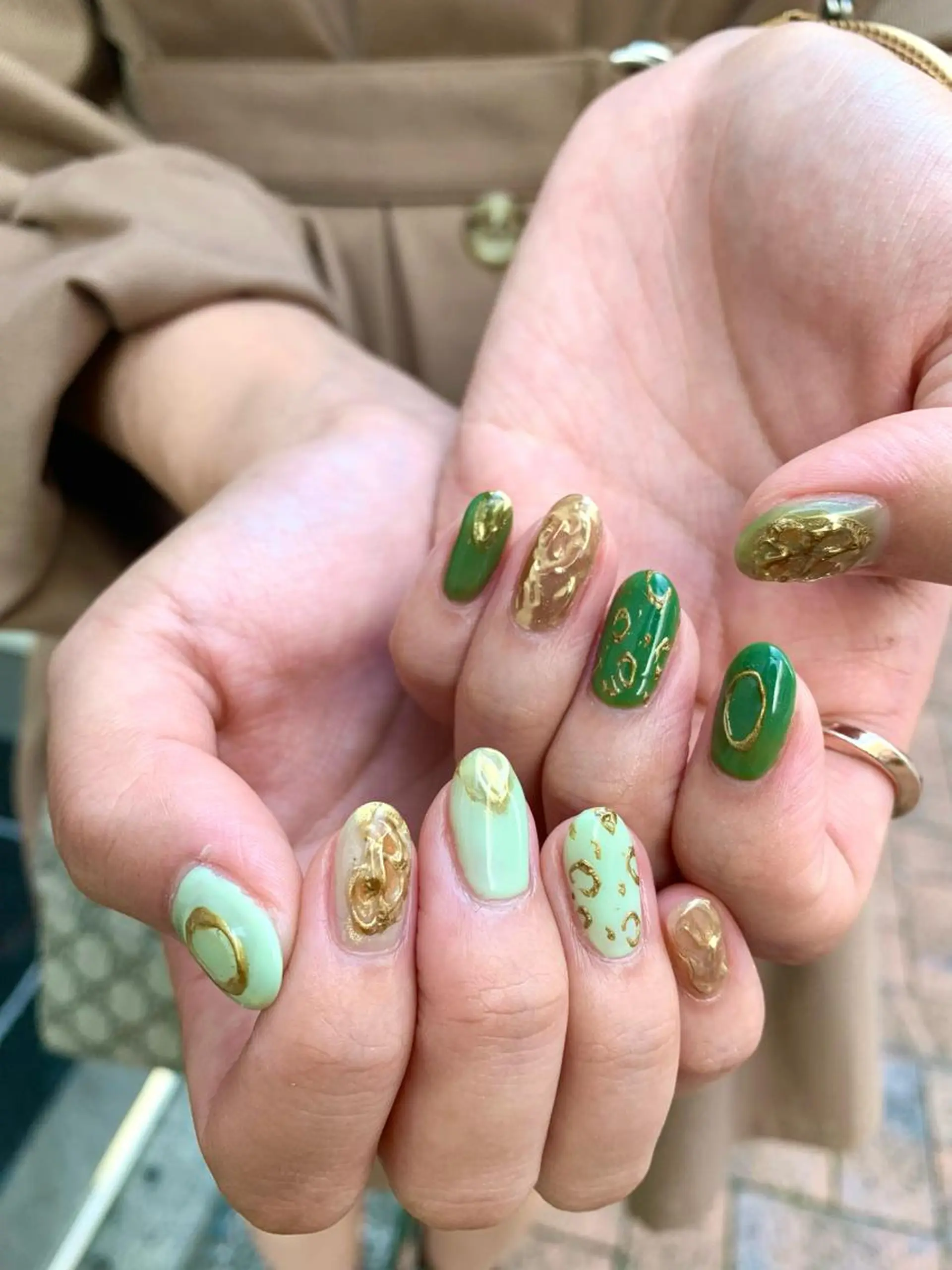 ネイル グリーン ハンドネイル Kureha/ネイル トレンドヘアのヘアスタイル