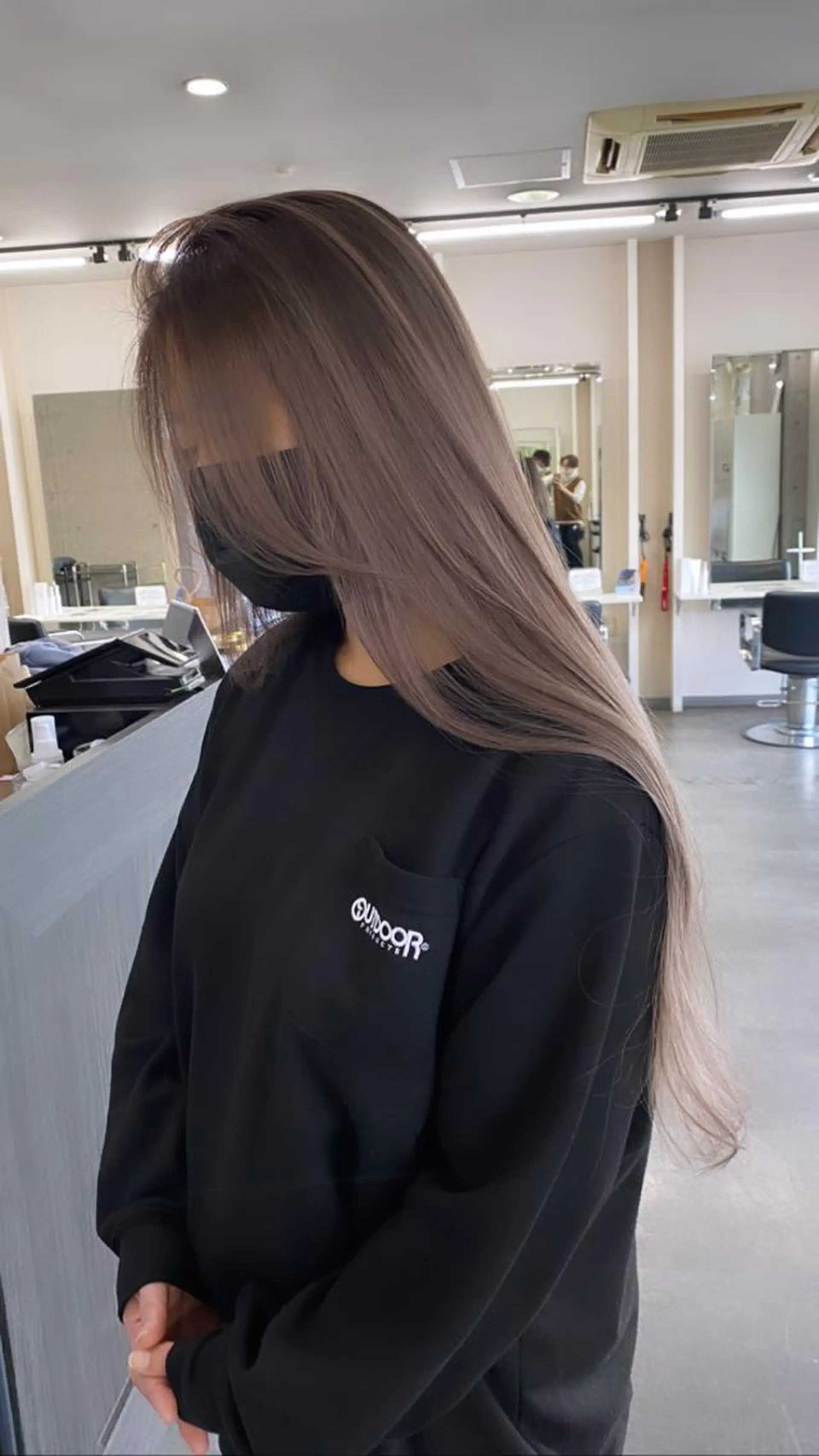 ロング カラー ヘアアレンジ アッシュ バレイヤージュ ブリーチ ブロンド ブラウンカラー SUZU/岡山/矯正 ブリーチ/レイヤーのヘアスタイル