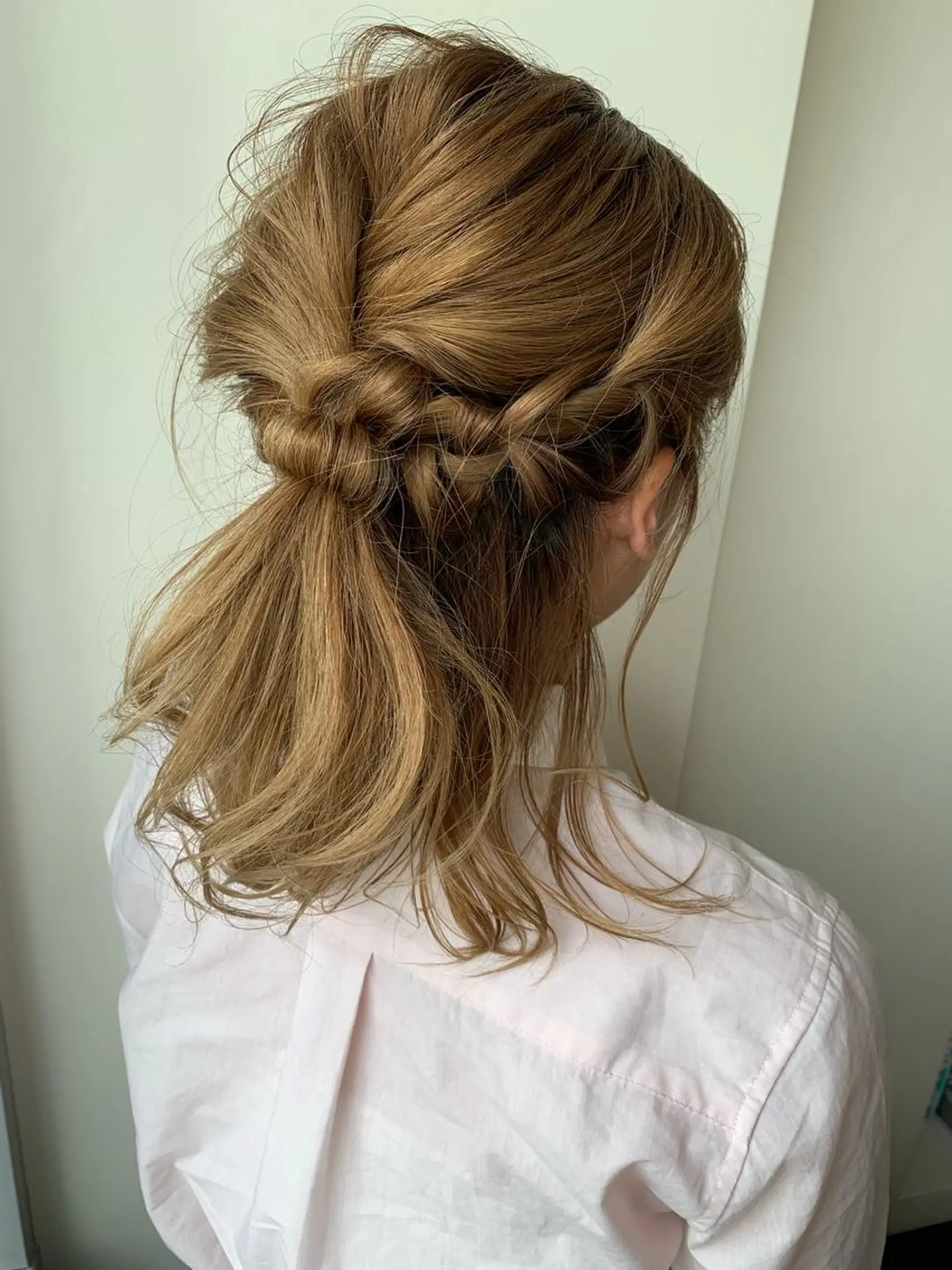 ミディアム ヘアアレンジ ハーフアップ 簡単アレンジ ボブウルフ／ボブ Satsuki【名駅のヘアスタイル