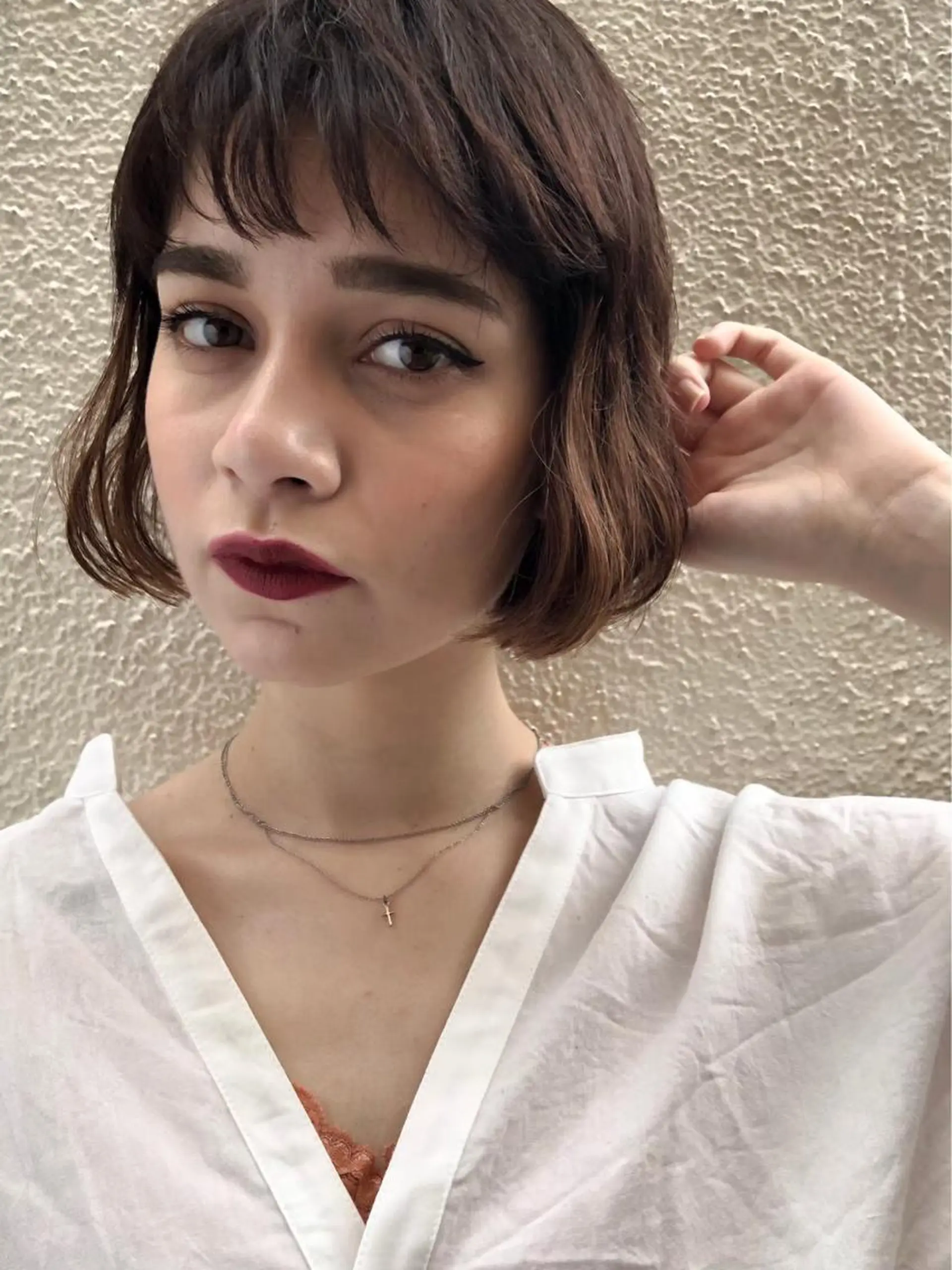 ショート カラー ボブ オン眉 カット トリートメント RUKA 美容院×ネイリストのヘアスタイル