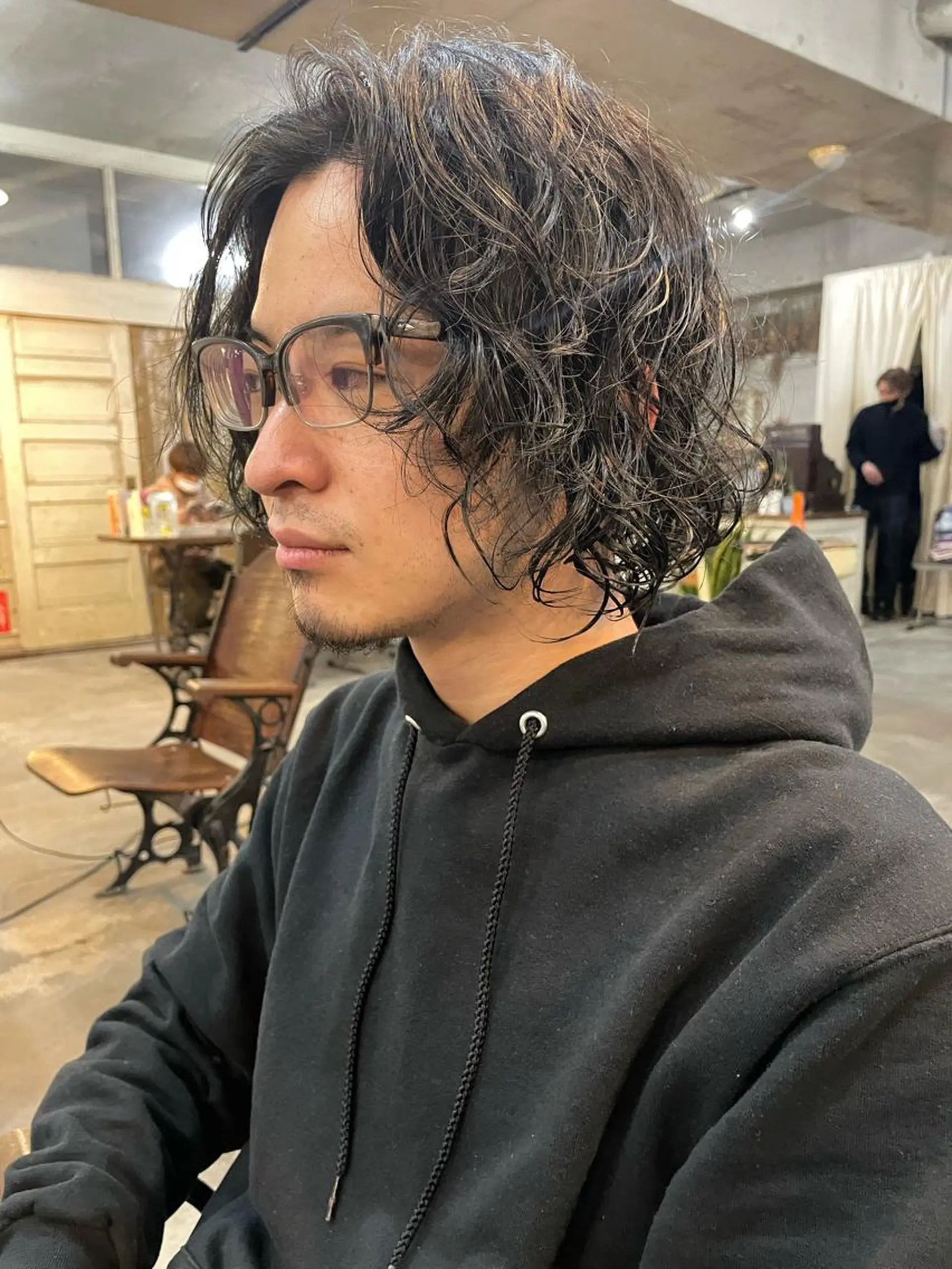 ミディアム カラー パーマ メンズ カット パーマ トリートメント 南堀江🌿パーマ Tetsu【テツ】のヘアスタイル