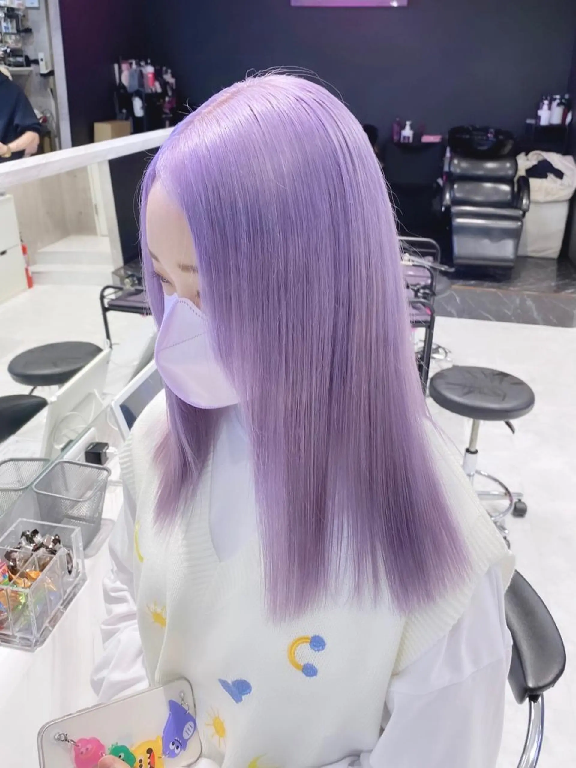 セミロング カラー パーマ ヘアアレンジ メンズ キッズ ネイル マツエク・マツパ アイブロウ ラベンダーカラー ハイトーンNo.1 👩🏼NaGiSaのヘアスタイル