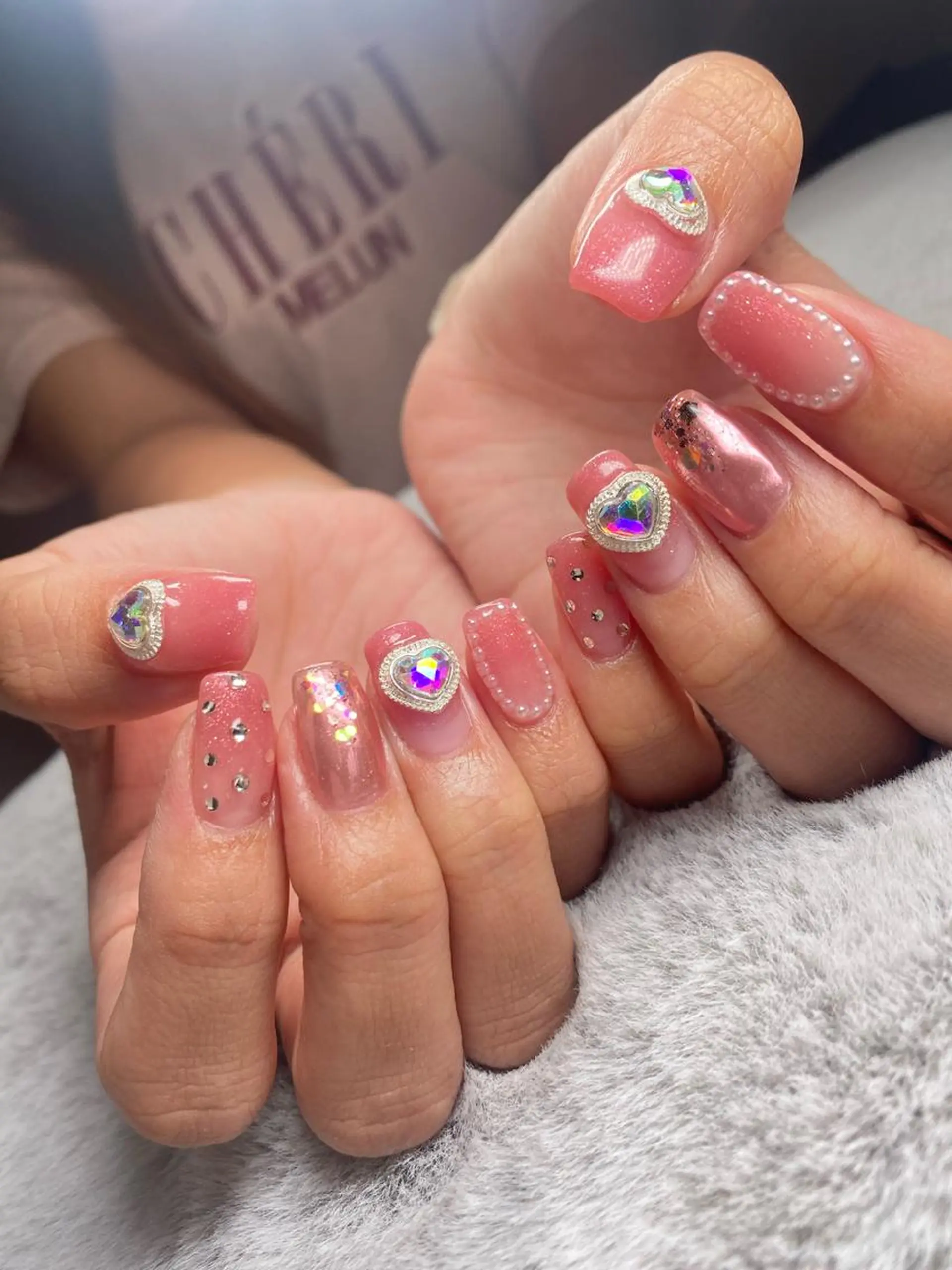 ネイル 長さ出し ハート ラメ(グリッター) 持ち込み ワンカラーネイル ハンドネイル フットネイル Bianca 美浜店 masuのネイルデザイン