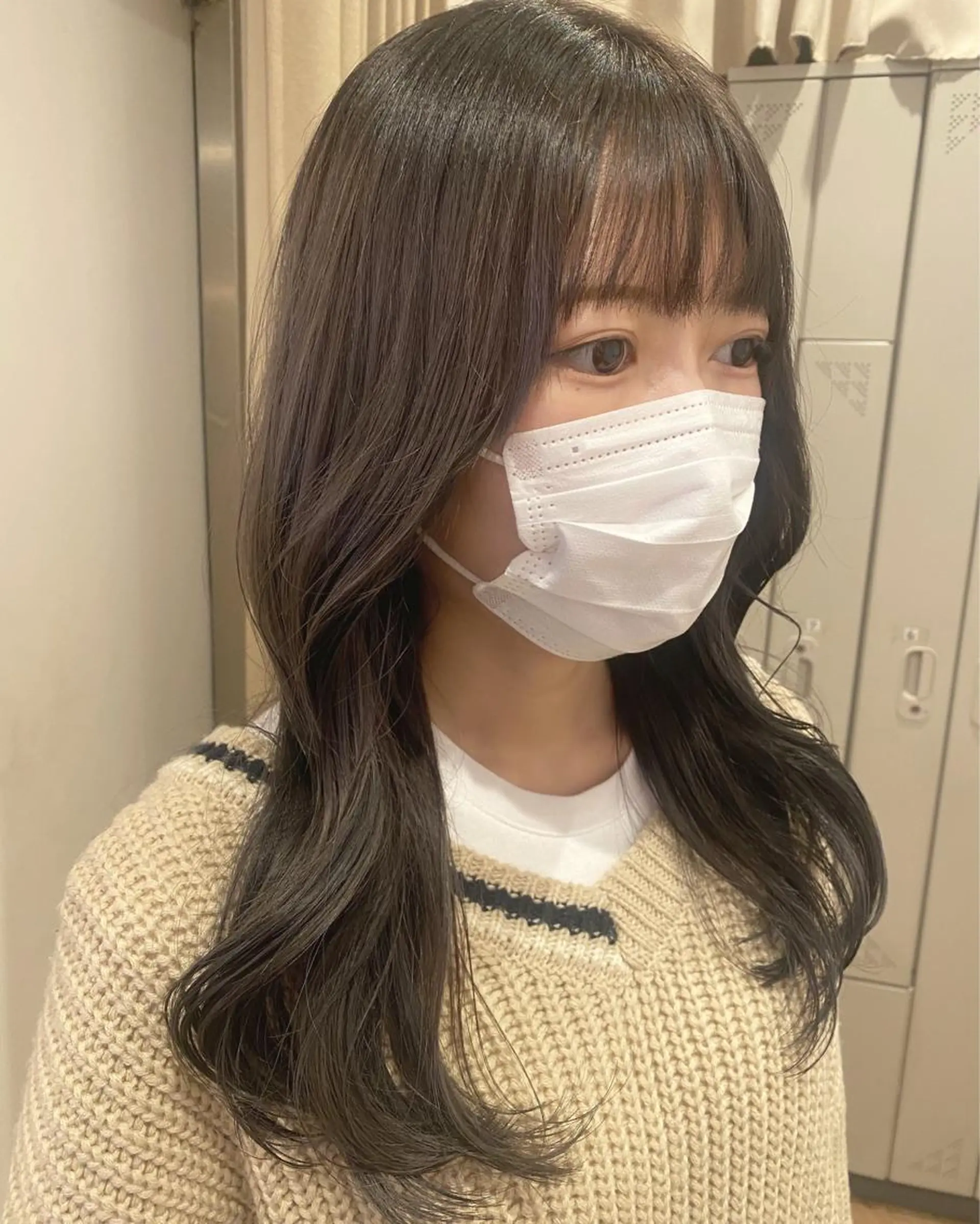 セミロング カラー 韓国ヘア顔周りカット 艶髪ベージュtamaのヘアスタイル