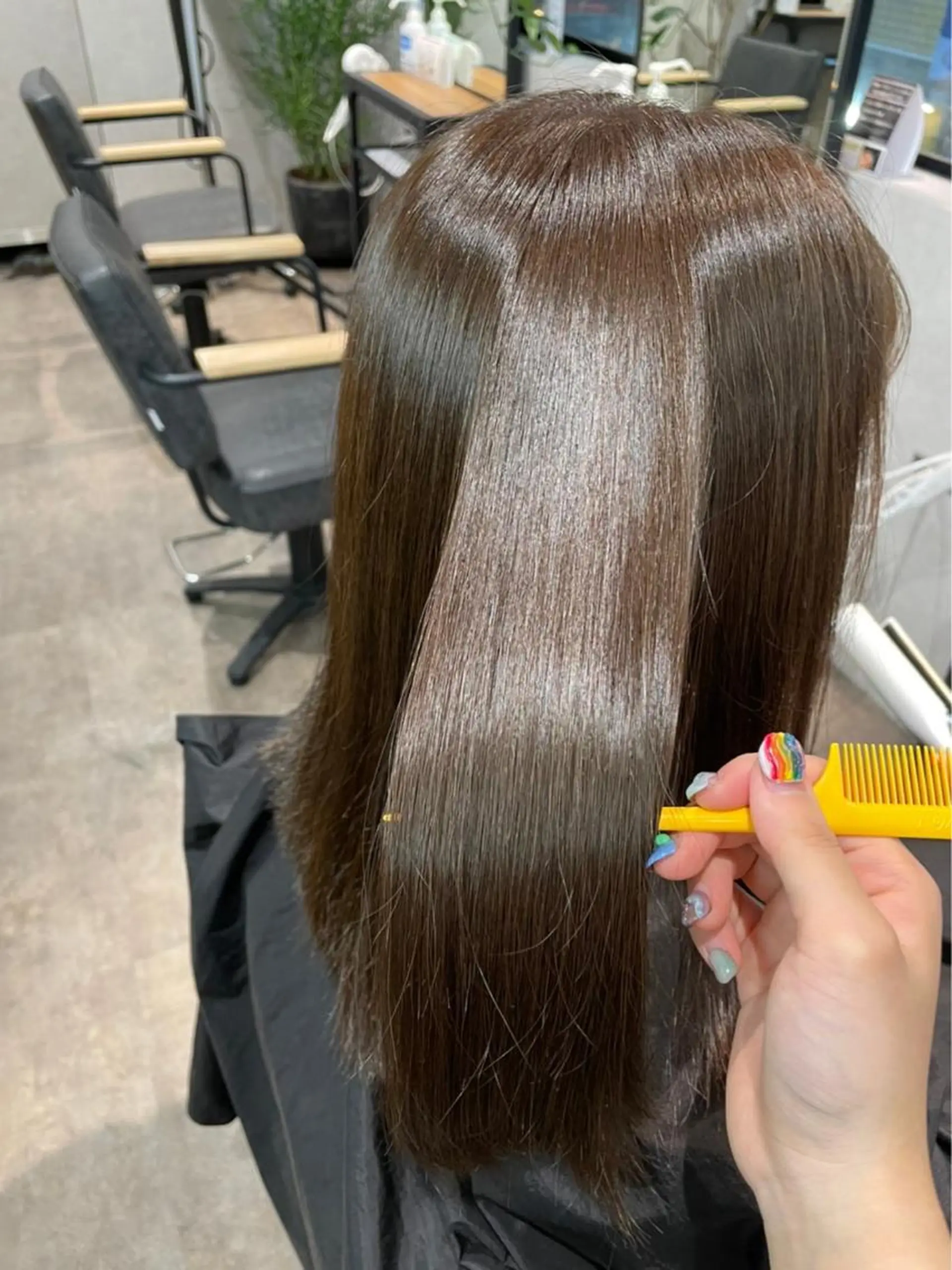 ロング 切りっぱなしボブ ボブ 顔周りカット ハイライト 髪質改善 ヘアカラー トリートメント 髪質改善&艶カラー/ ほんだあみ (♡)のヘアスタイル