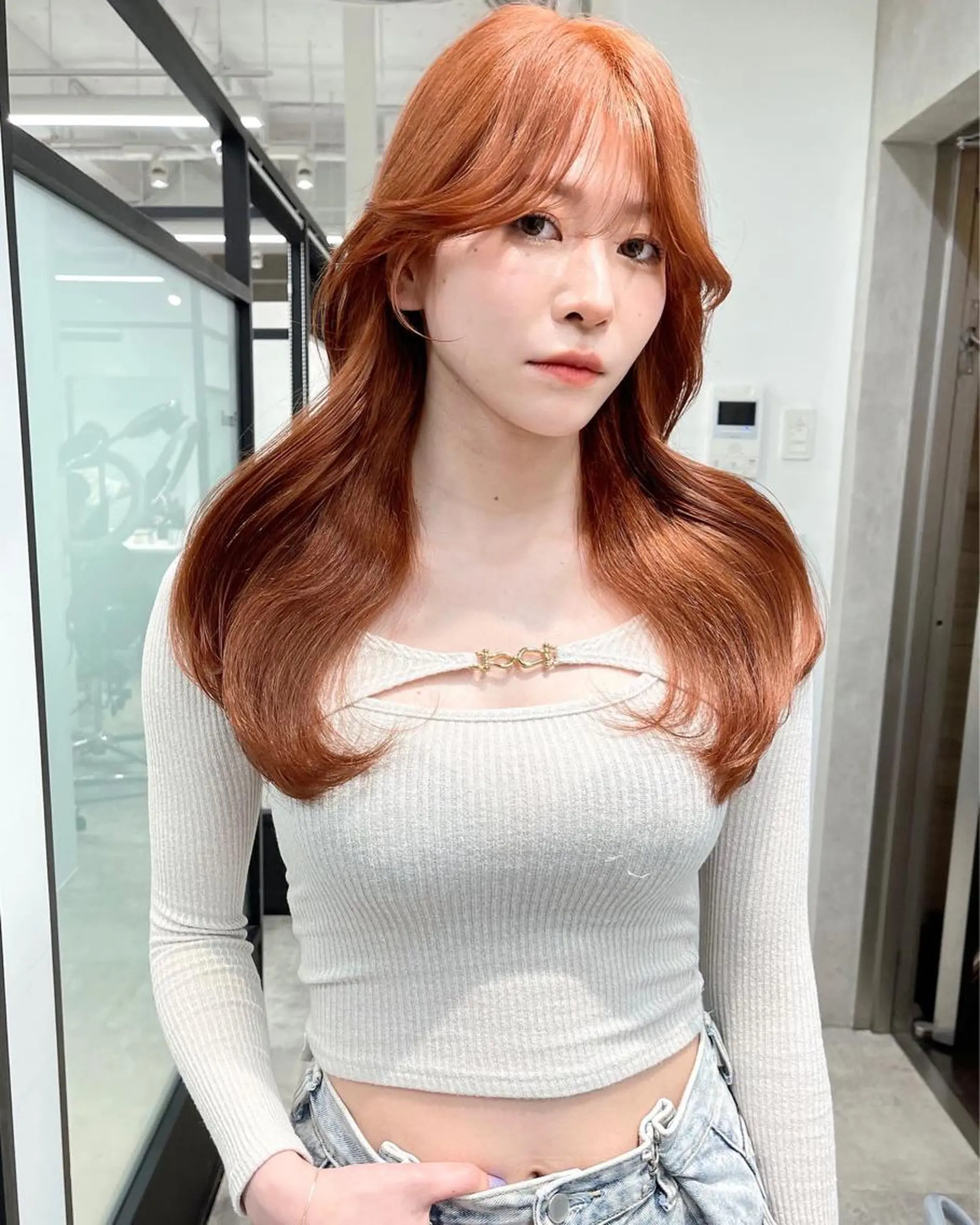 ロング 韓国風ヘア レイヤーカット カット ヘアカラー トリートメント 韓国レイヤーカット 髪質改善▫️水野有真のヘアスタイル