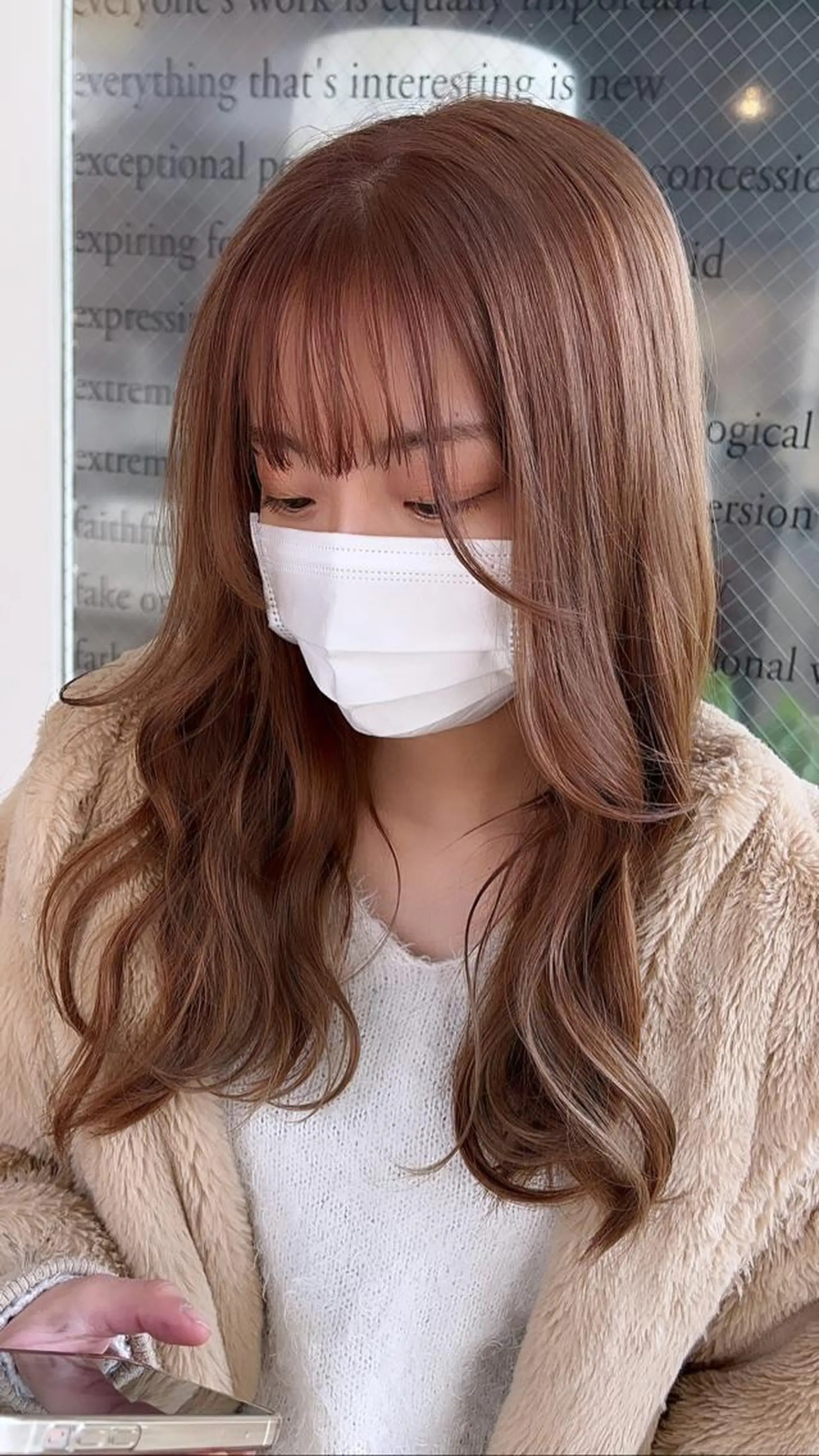 カラー ベージュカラー ブリーチ えんぐちとも／透明感 カラー／博多ボブのヘアスタイル