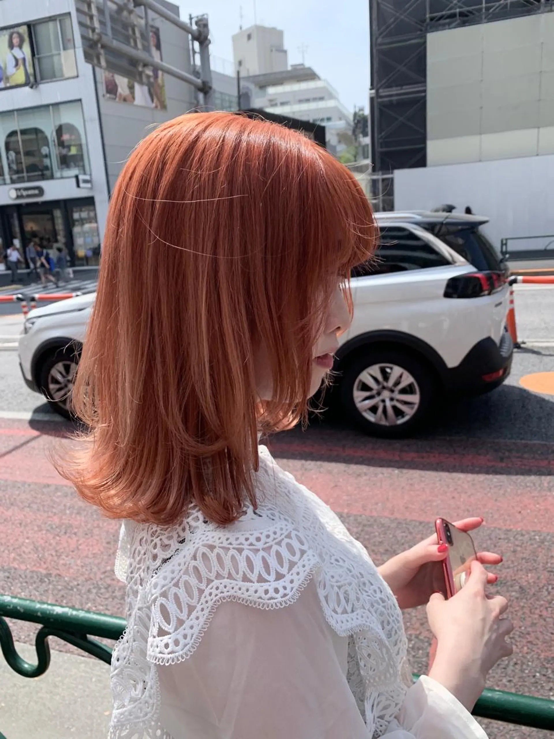 ミディアム カラー ブリーチ オレンジ 艶ハイトーン/ヘア アレンジAYAKAのヘアスタイル