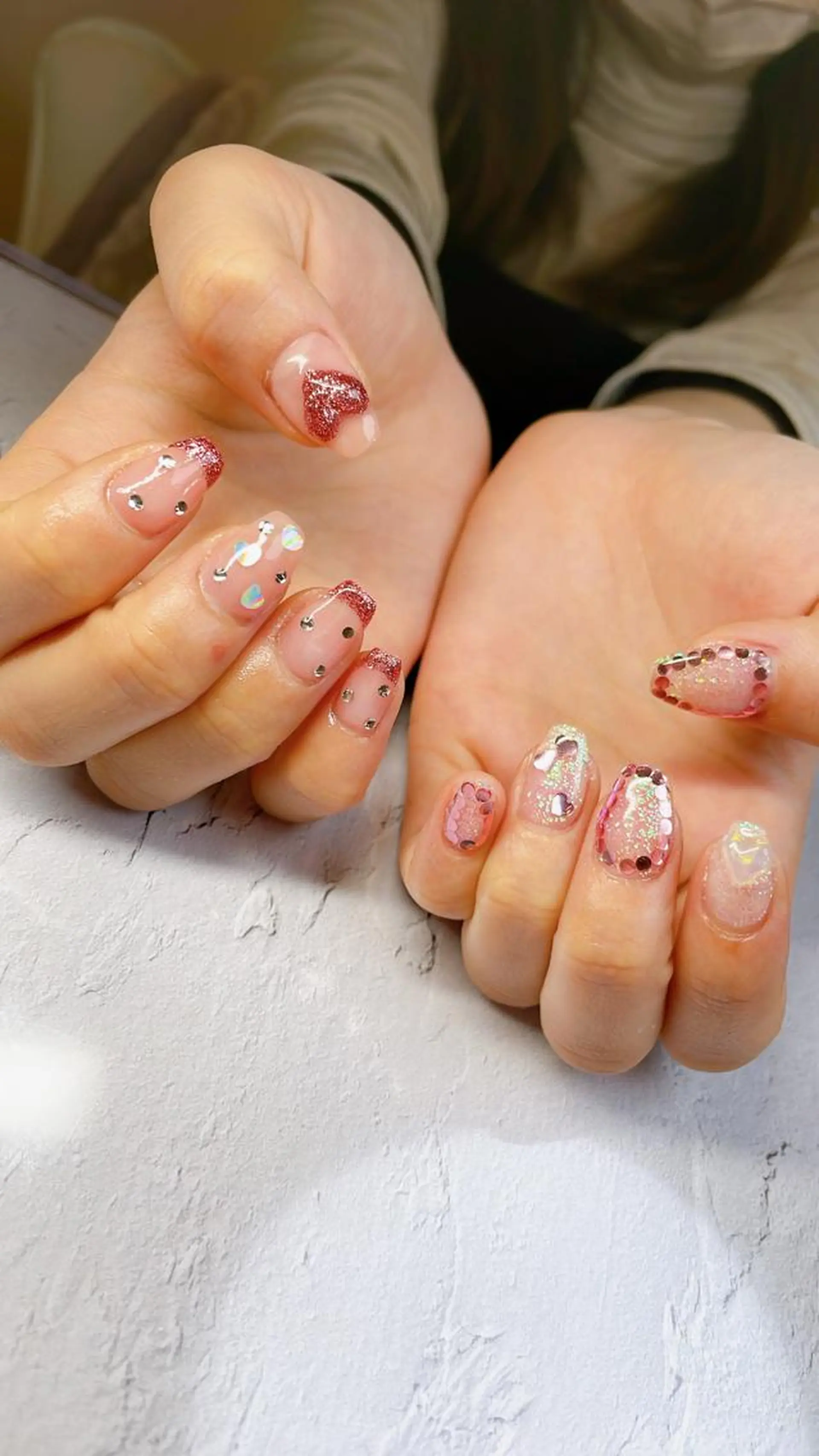 ネイル アートネイル ハート ハンドネイル LaLa Peach 福岡のマツエク・マツパデザイン