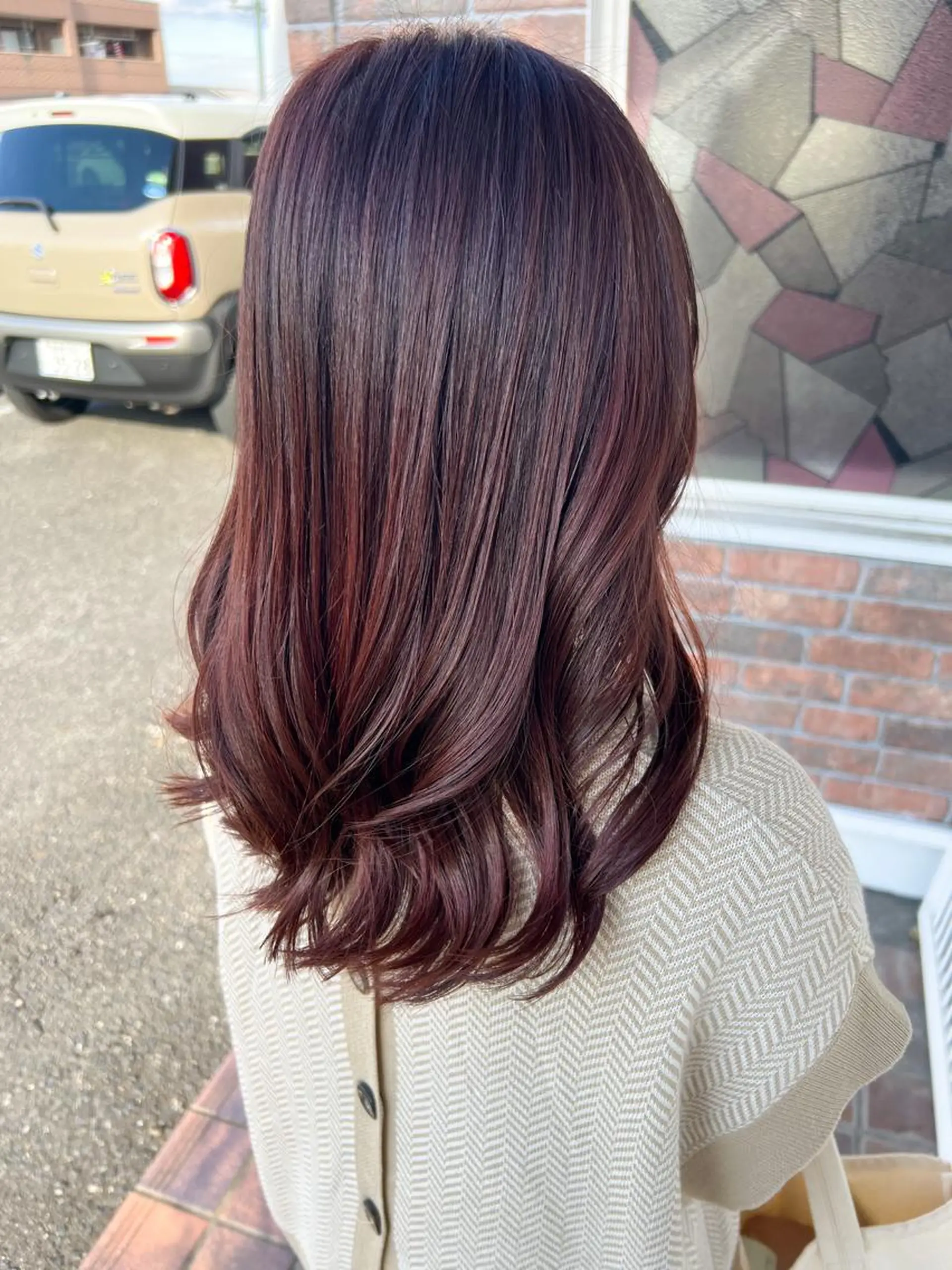 ロング カラー ブラウンカラー ピンクカラー ピンクブラウン カット パーマ YURAGI🤍 SAEのヘアスタイル