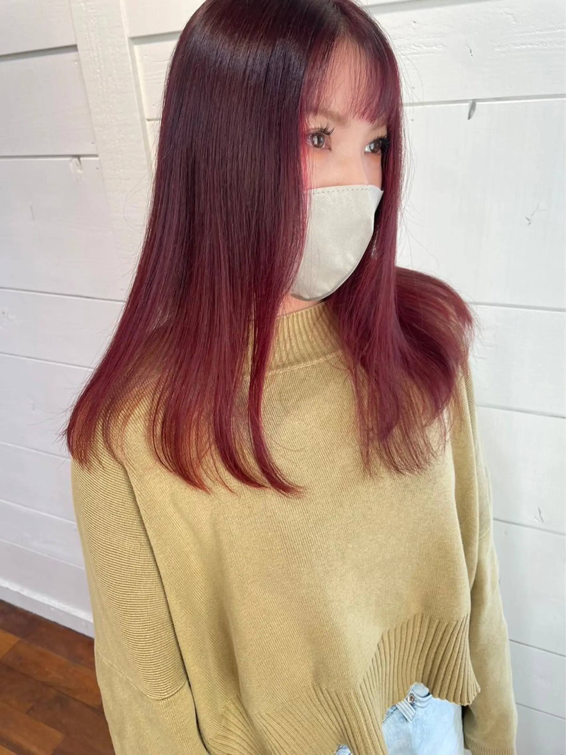 ロング カラー ブリーチ ブリーチなしカラー 足立 悠輔のヘアスタイル