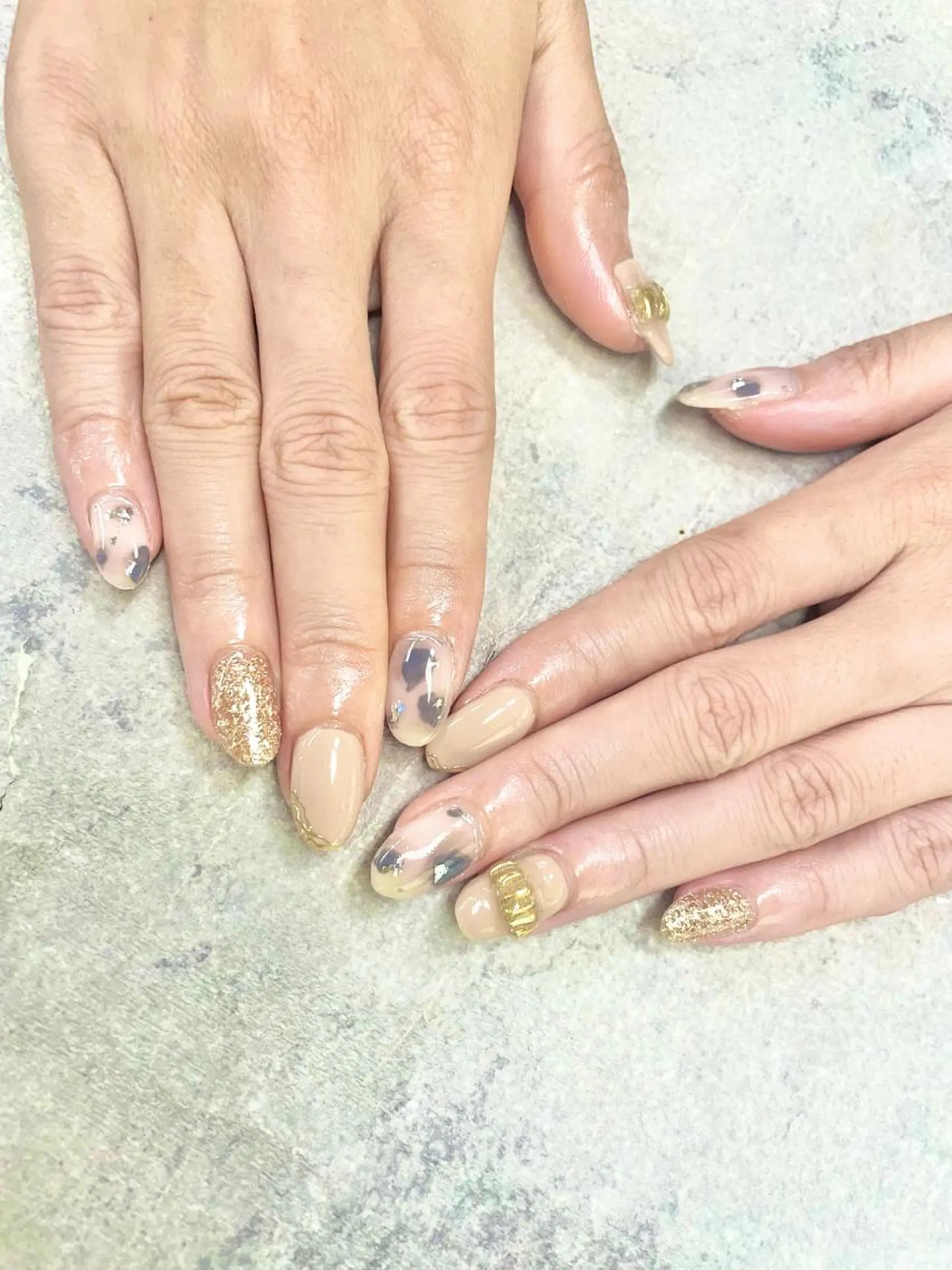 ネイル アートネイル べっ甲ネイル フレンチネイル ジェルネイル ガラスフレンチ FASTNAIL PLUS 新宿店のネイルデザイン