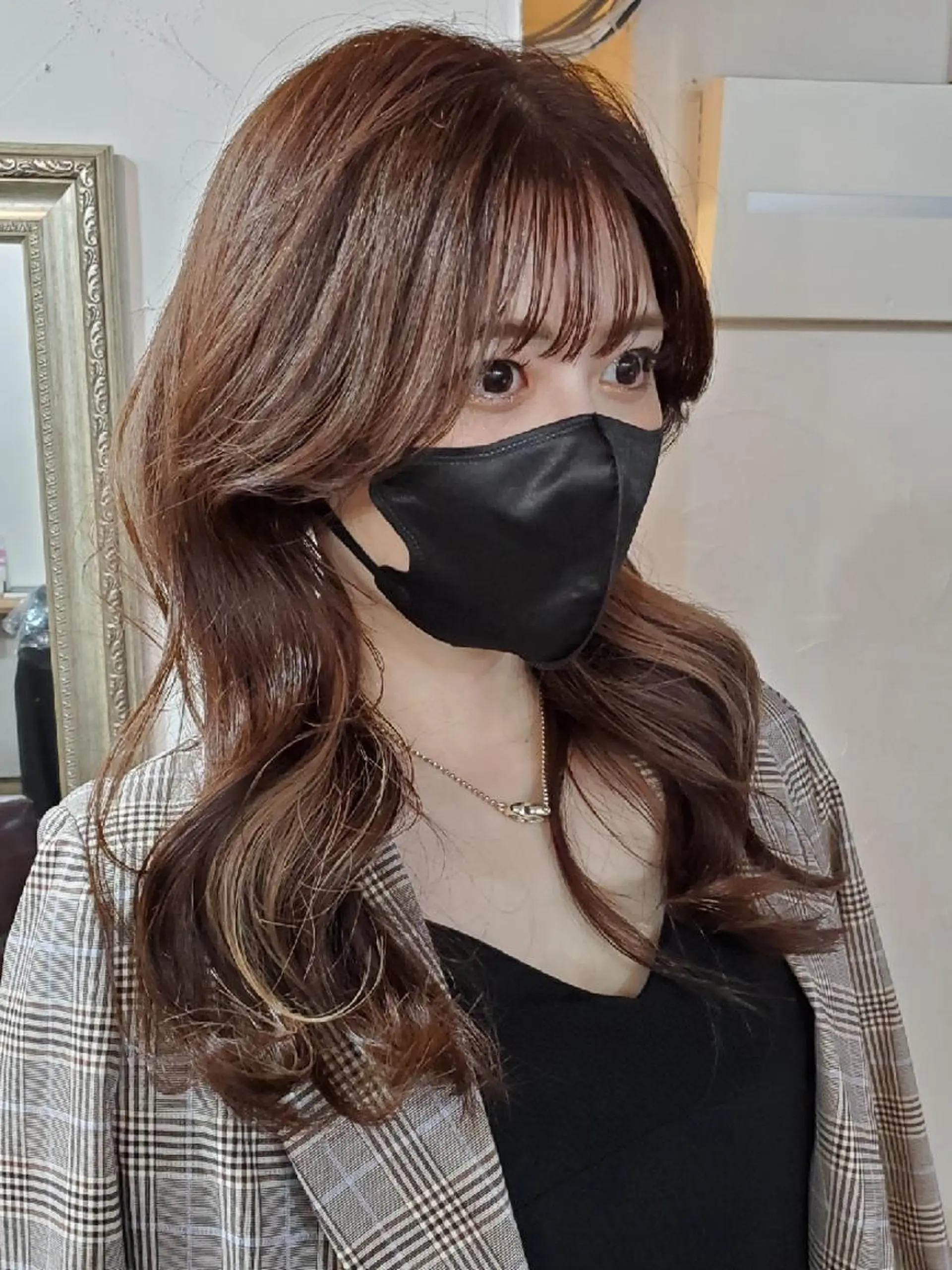 ロング カラー 切りっぱなしボブ ショートボブ バレイヤージュ ベージュカラー 黒髪 カット ヘアカラー トリートメント フリーランス所属・韓国ヘア レイヤー くびれヘアMATSUのヘアスタイル