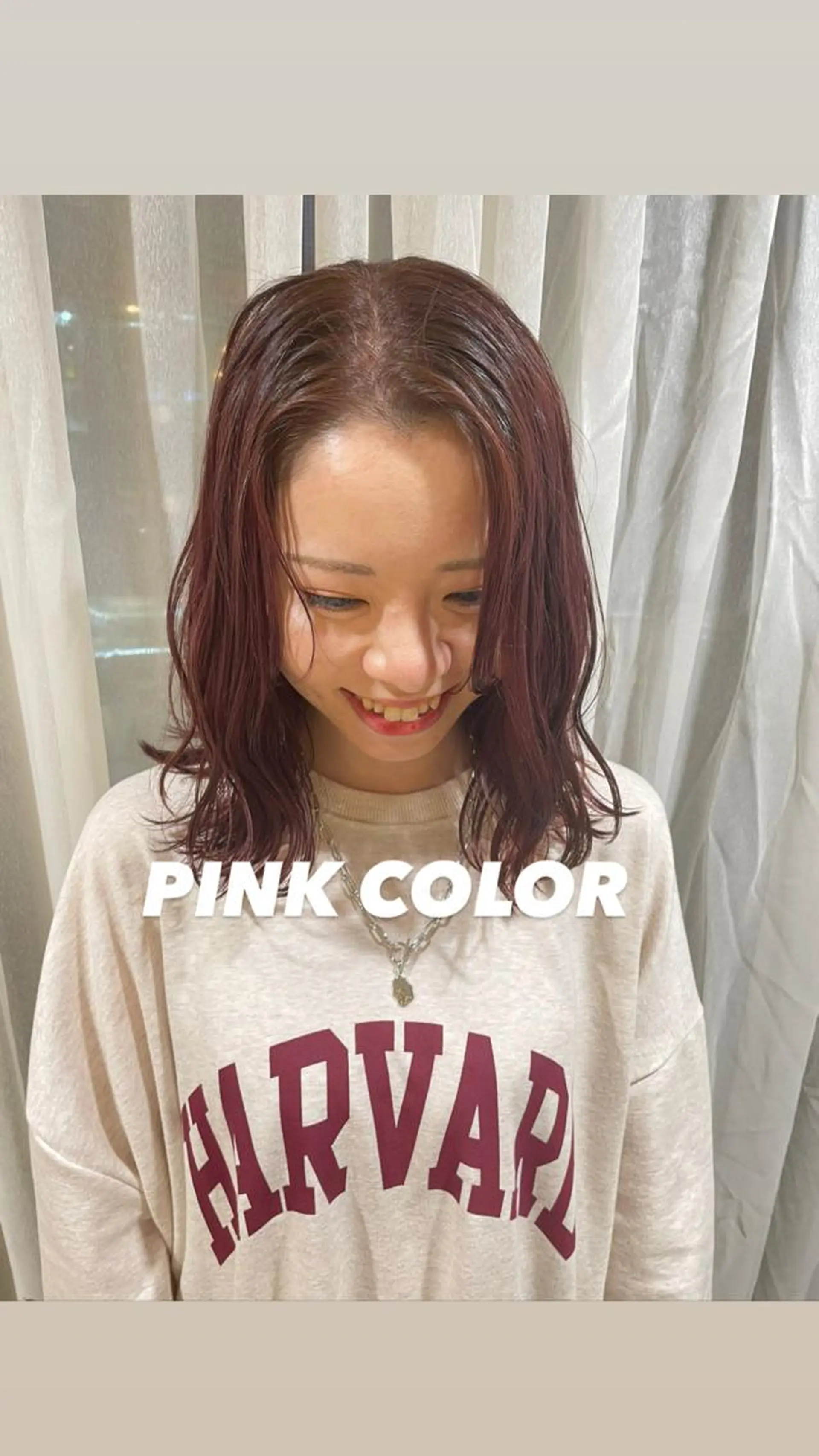 セミロング カラー ヘアアレンジ ヘアカラー ハイトーンピンク🍑 ブリーチ🍑RINAのヘアスタイル