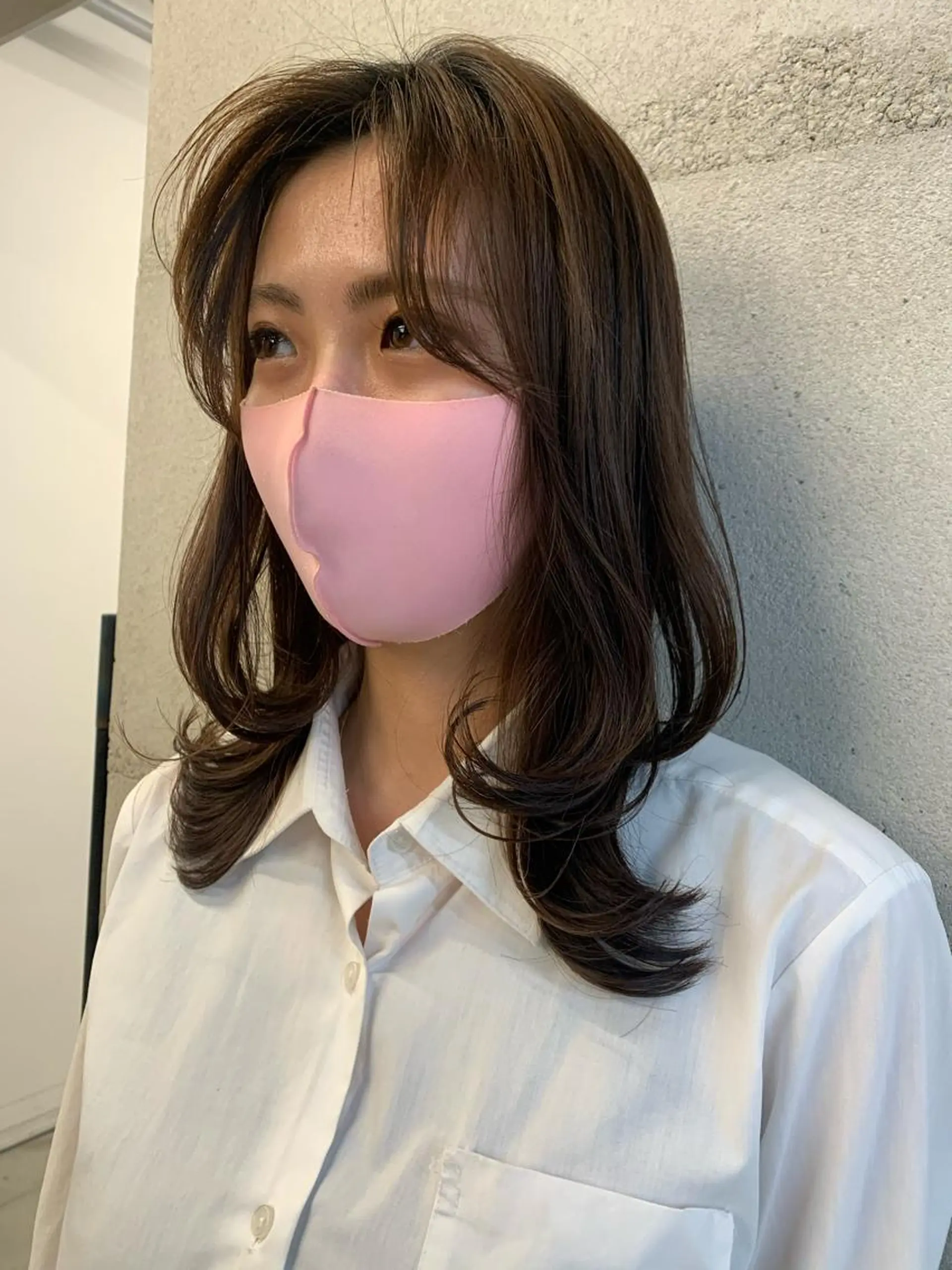 ミディアム カラー 透明感/オリーブ/ グレージュ/YUKAのヘアスタイル