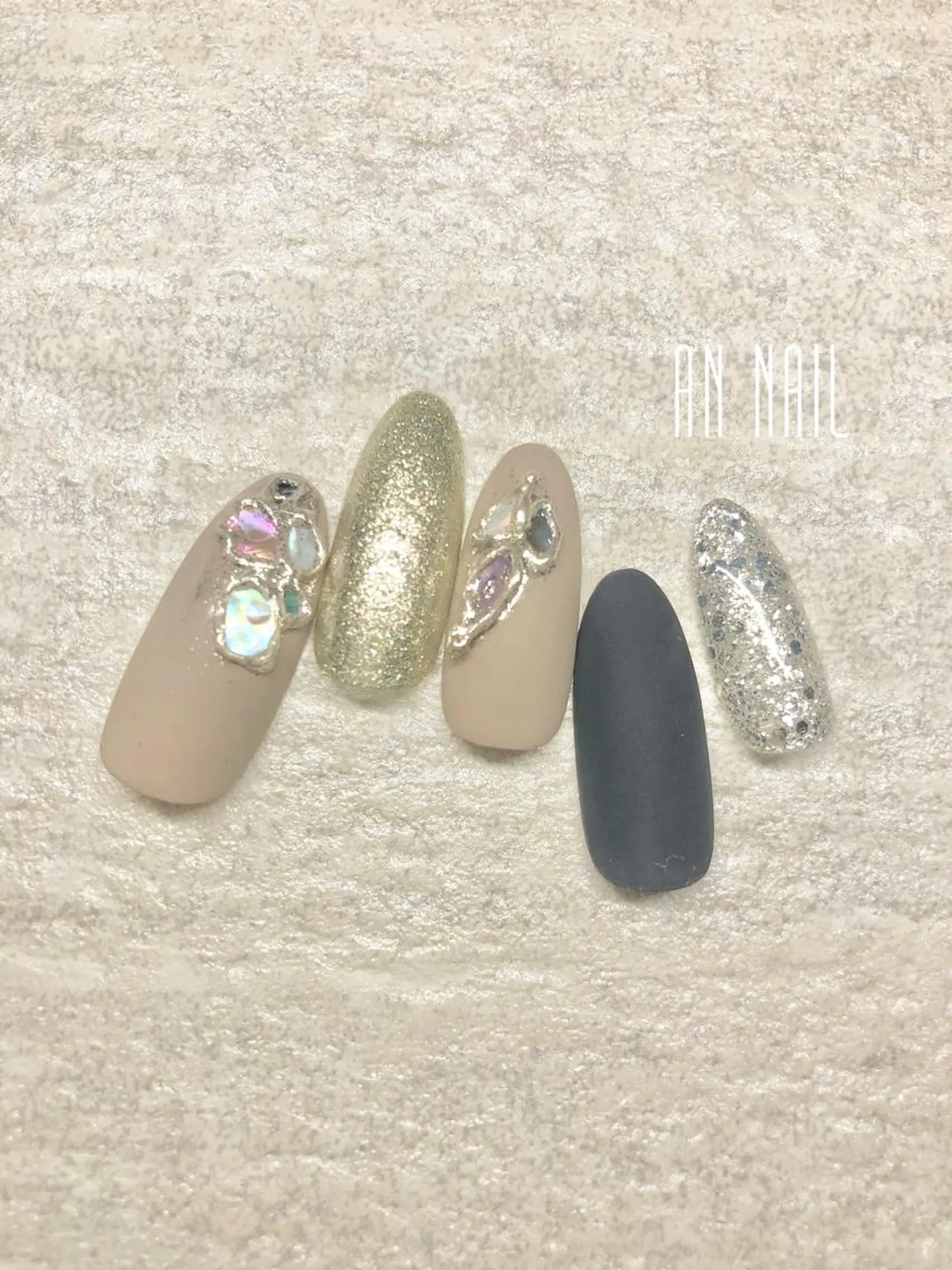 ネイル ジェルネイル ミラーネイル 夏ネイル ハンドネイル AN Nailのネイルデザイン