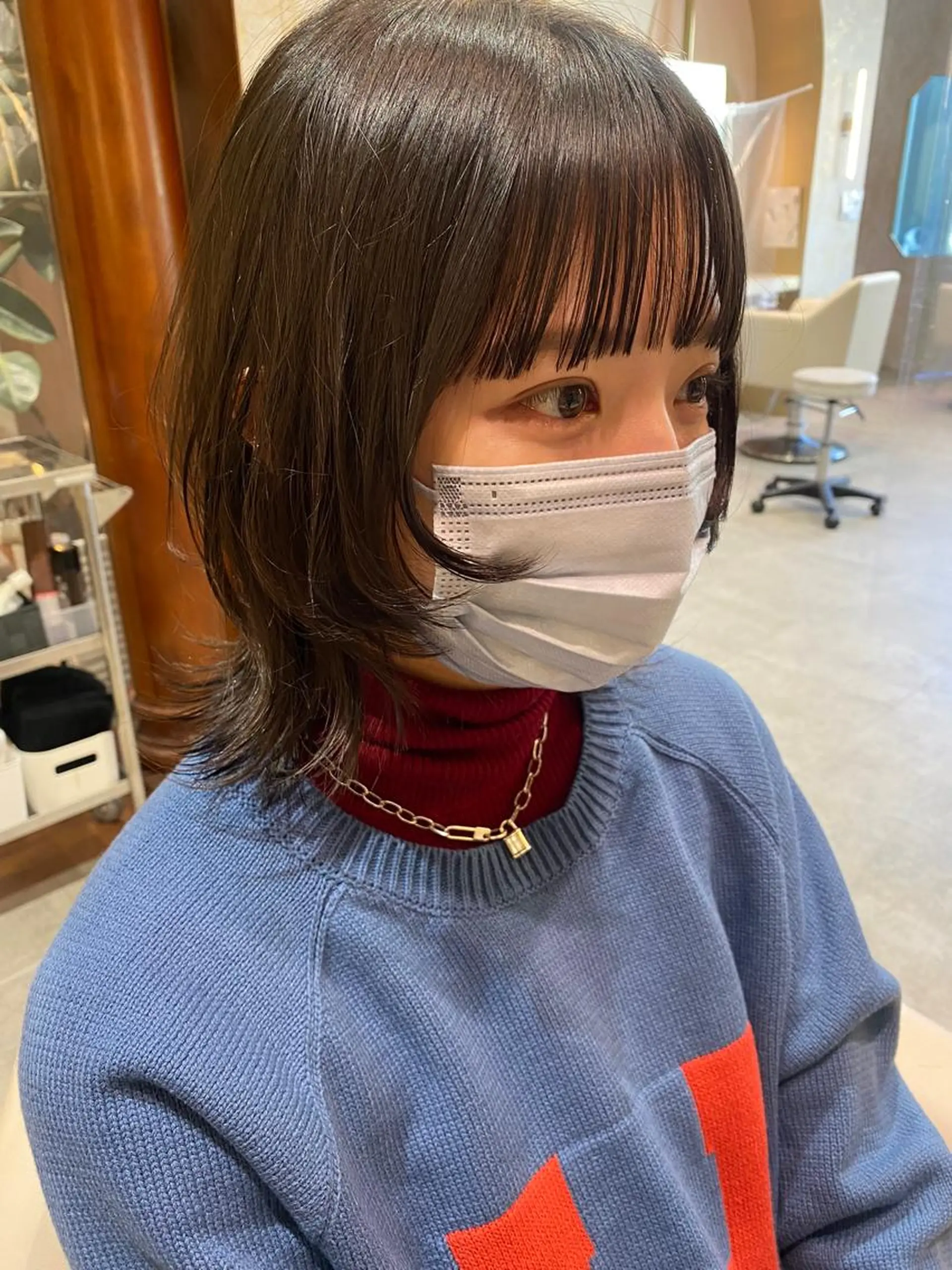 ミディアム カラー パーマ 店長/mao/ 前髪/顔周りカットのヘアスタイル