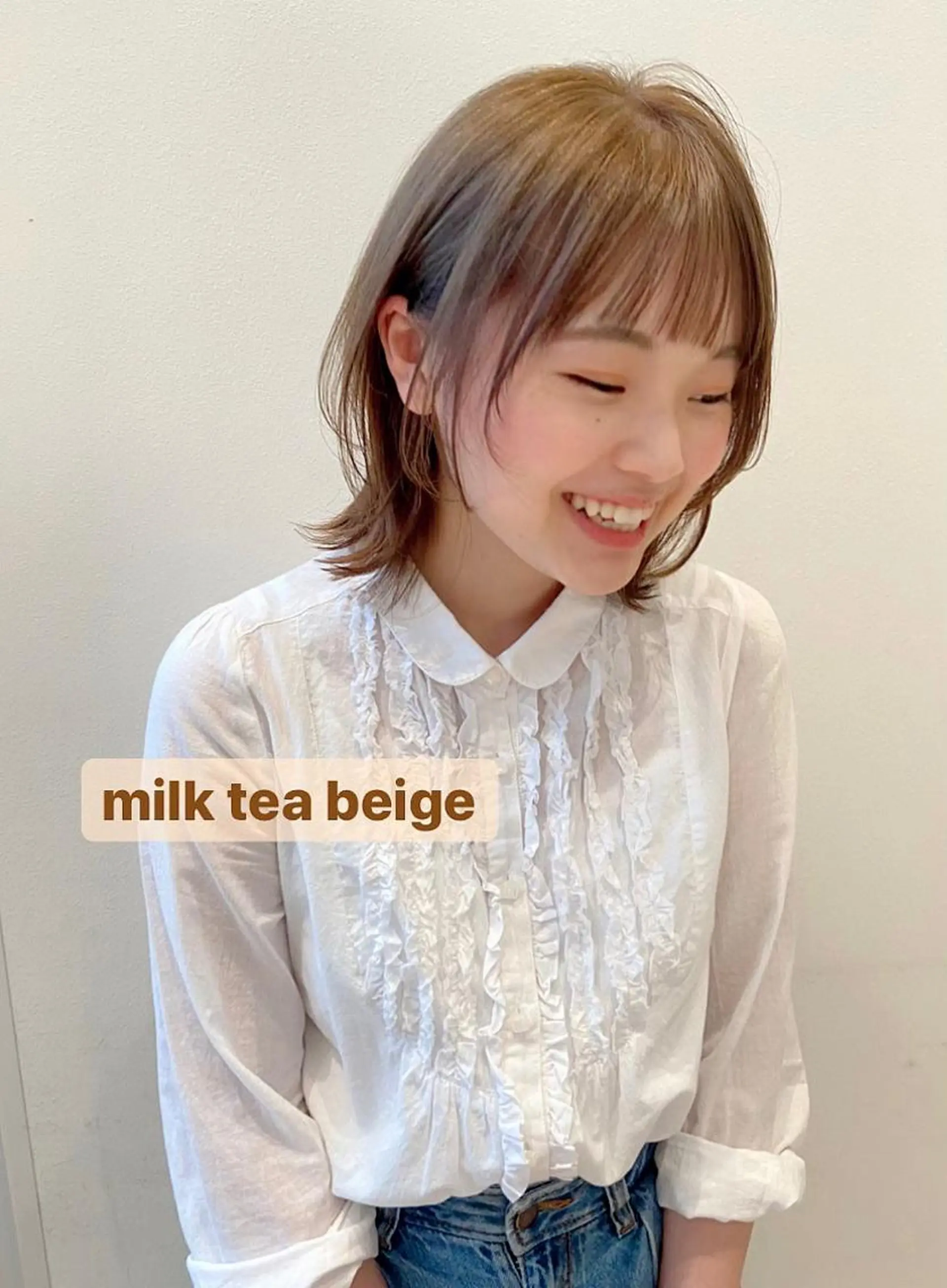 ミディアム カラー ブラウンカラー ボブ ウルフカット I know所属・木下 奈々のヘアスタイル