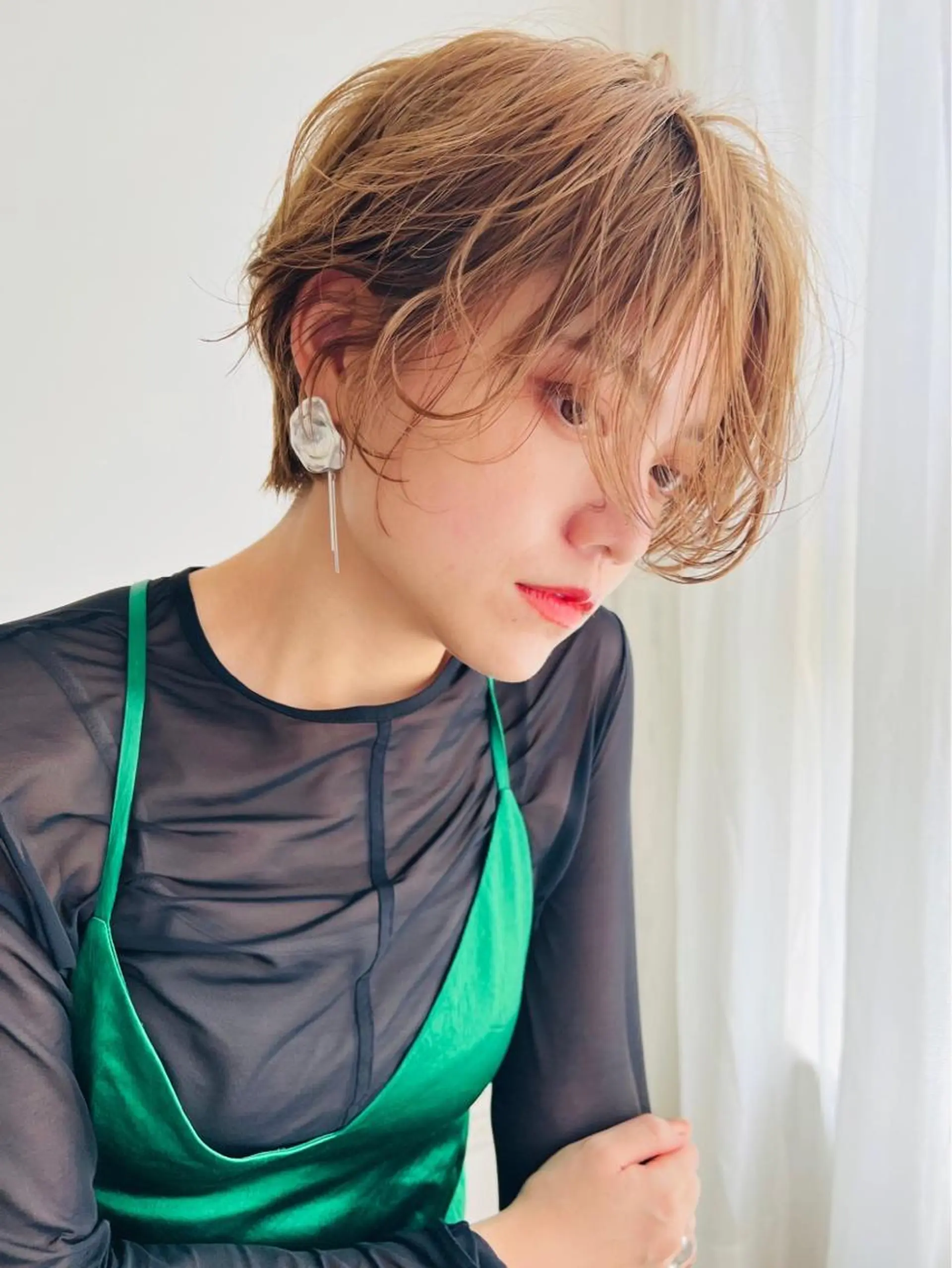 ショート カラー カット ヘアカラー トリートメント 髪質改善／レイヤー /柔らかさ/清水のヘアスタイル