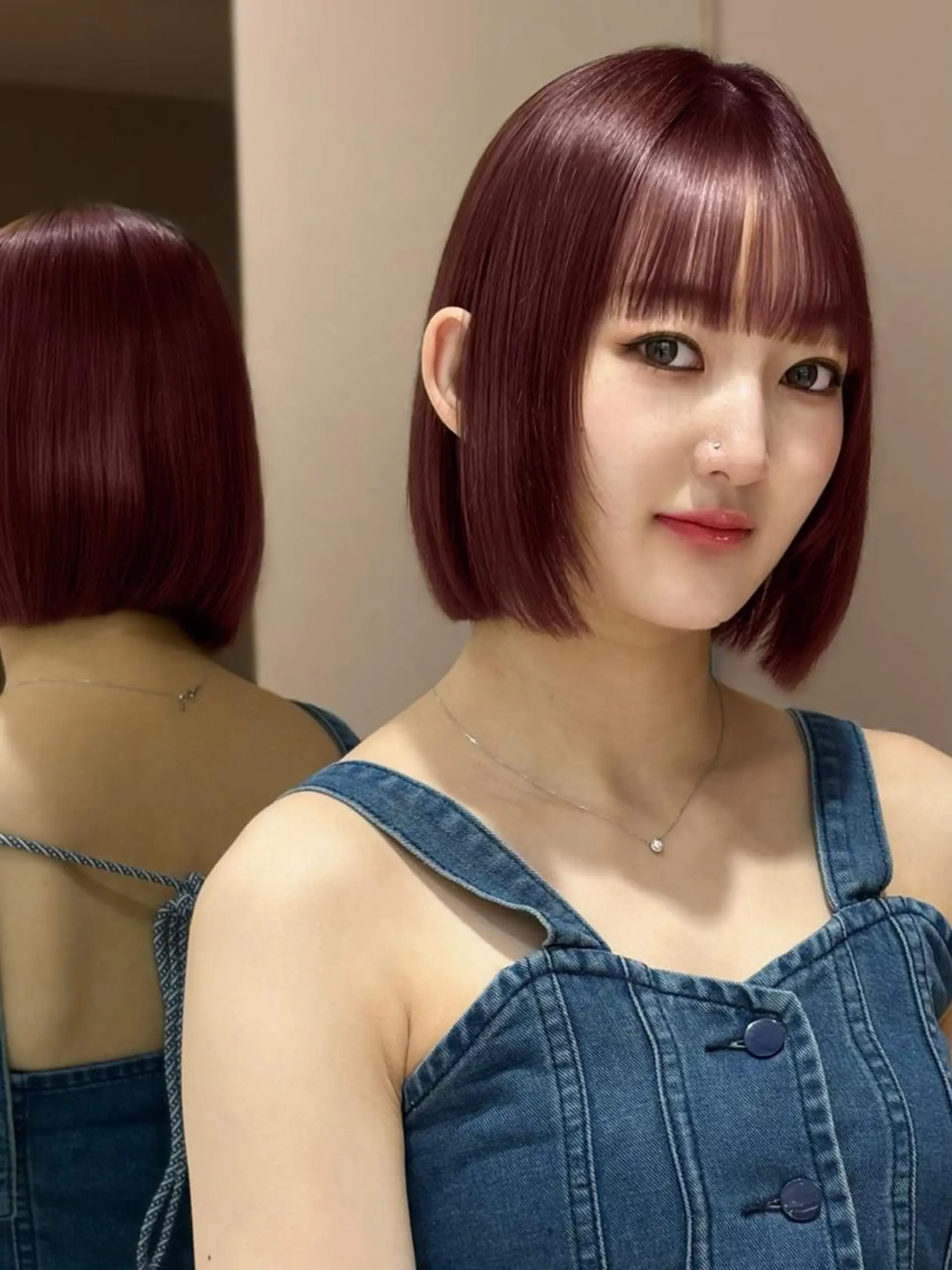 ミディアム カット 縮毛矯正 トリートメント ロンドガーネット /髪質改善/レイヤーのヘアスタイル