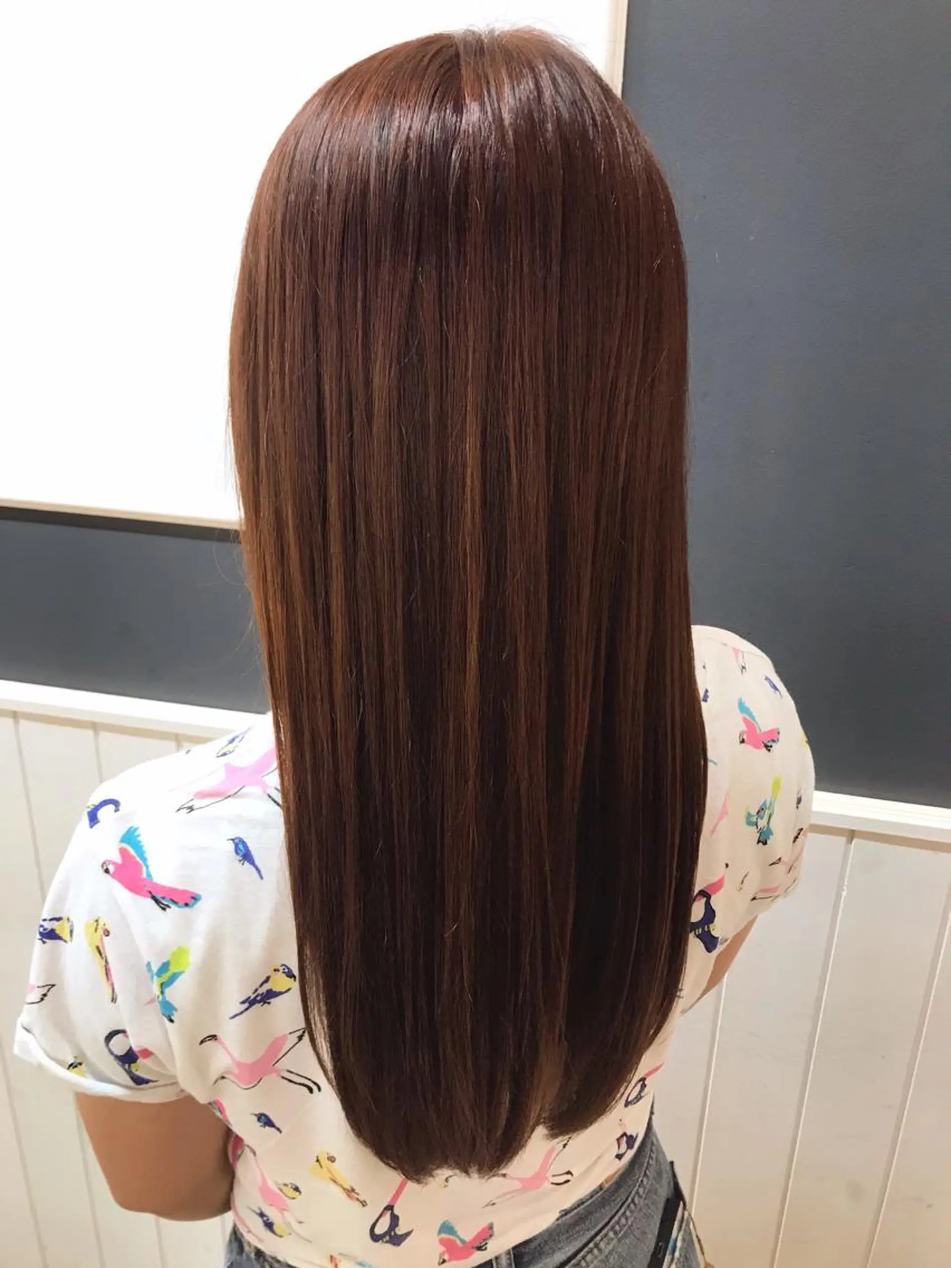 セミロング カラー オレンジ 韓国風ヘア 工藤 梨花のヘアスタイル