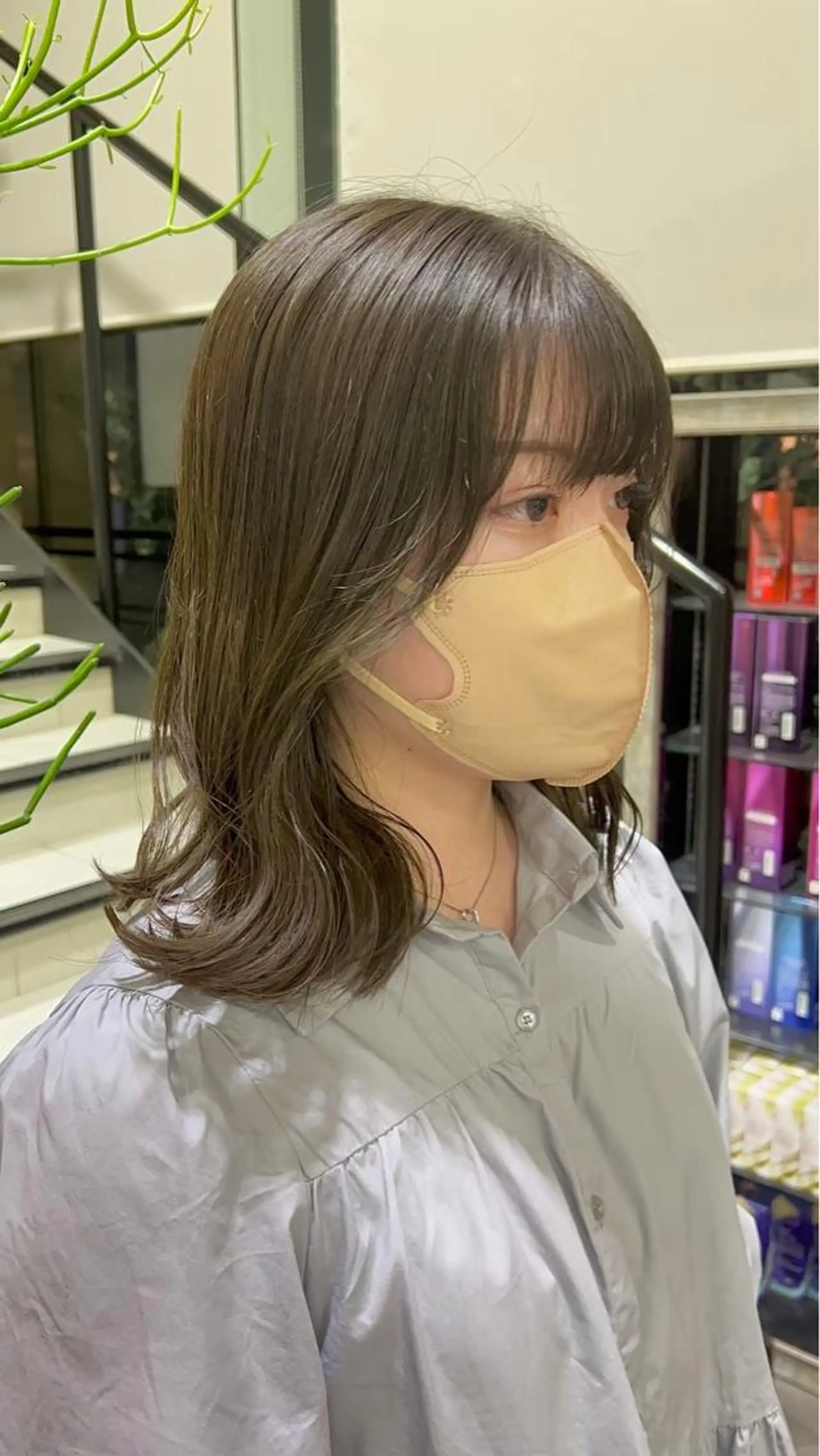 ミディアム カラー ブリーチ ブリーチなしカラー 韓国レイヤー/センタ ーパート/坂本翔のヘアスタイル