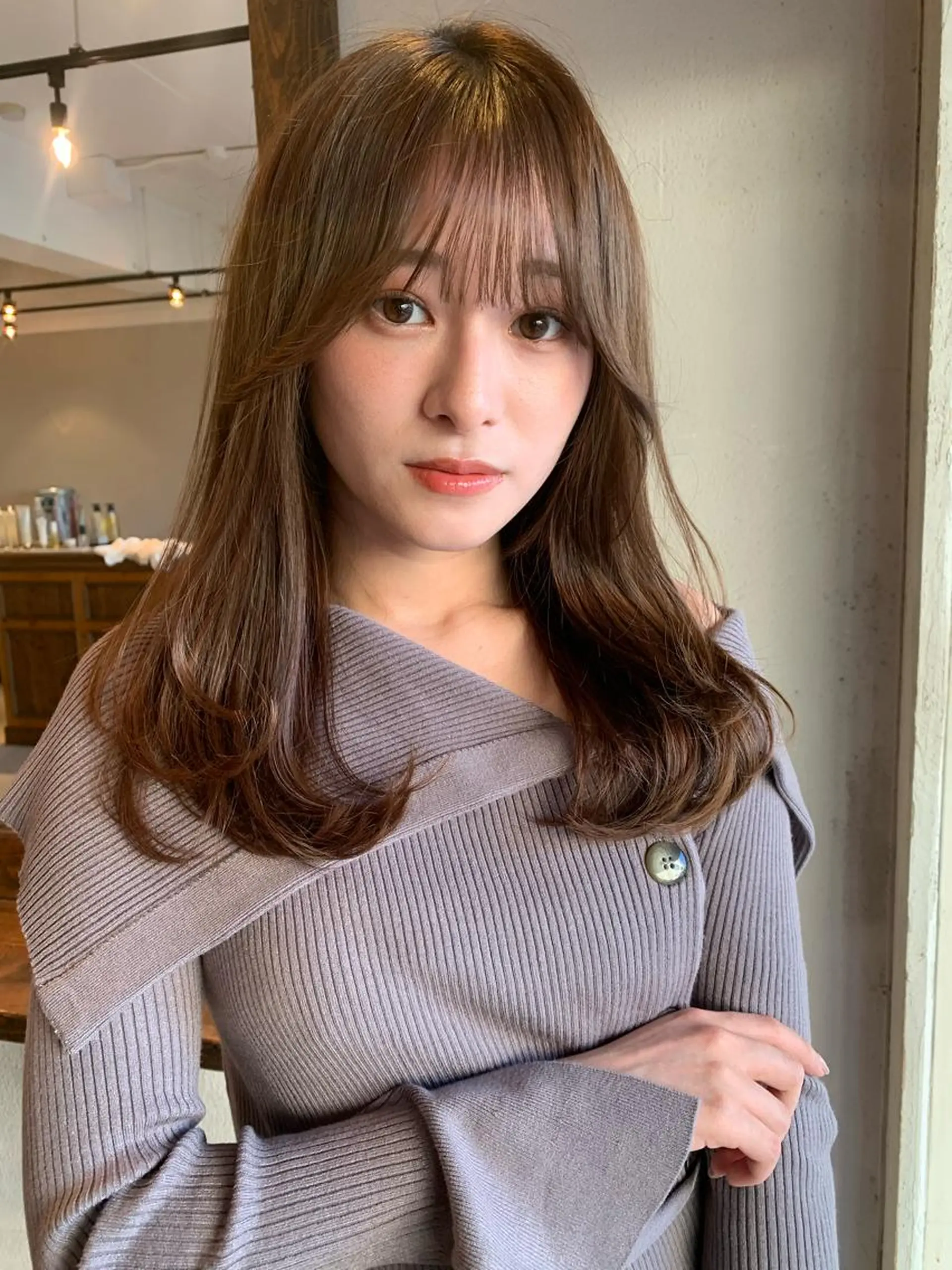 セミロング カラー カット ヘアカラー トリートメント ヘッドスパ 透明感/オリーブ/ グレージュ/YUKAのヘアスタイル