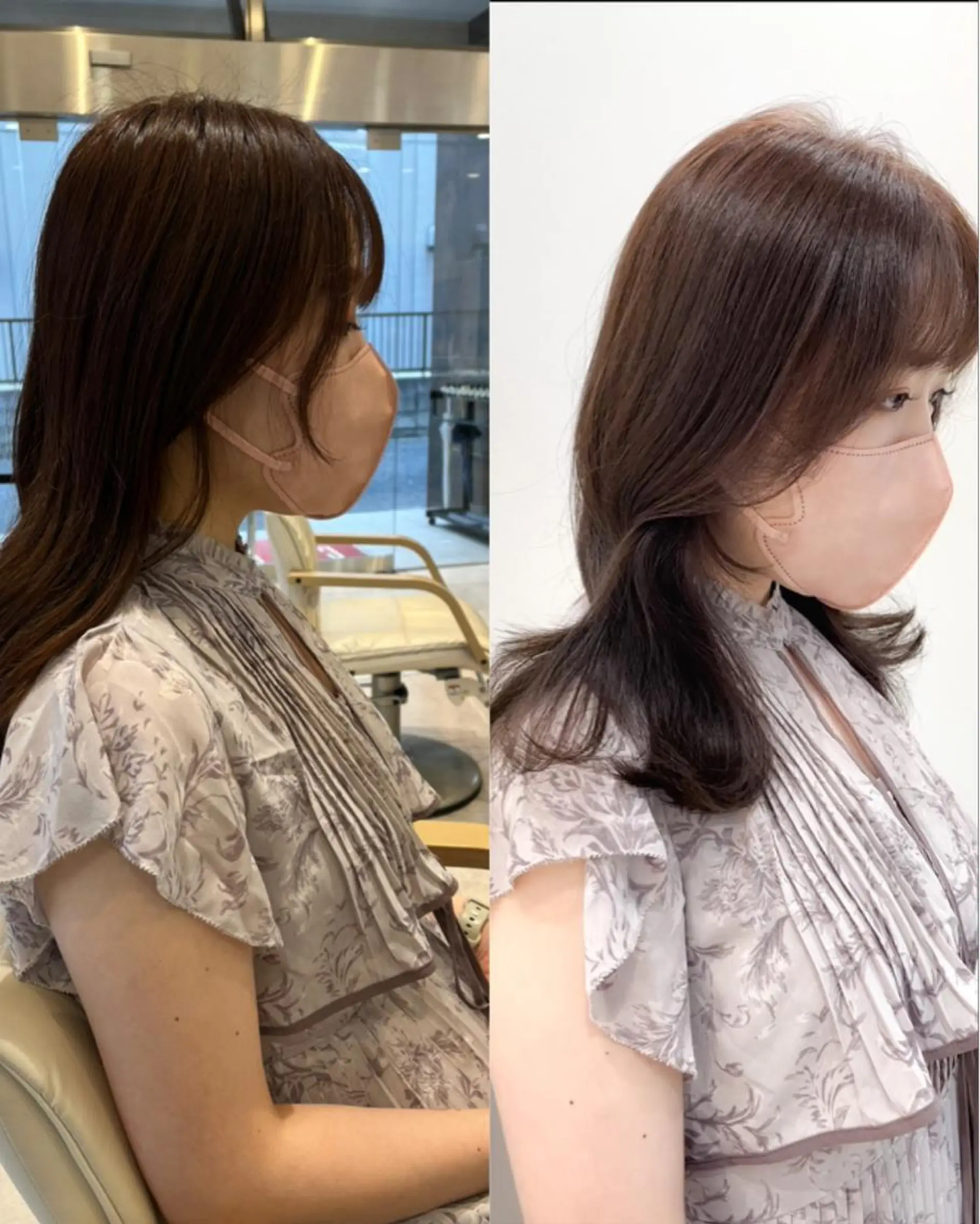 ミディアム カラー 顔周りカット カット ヘアカラー トリートメント ミタニ/髪質改善 /レイヤーカットのヘアスタイル