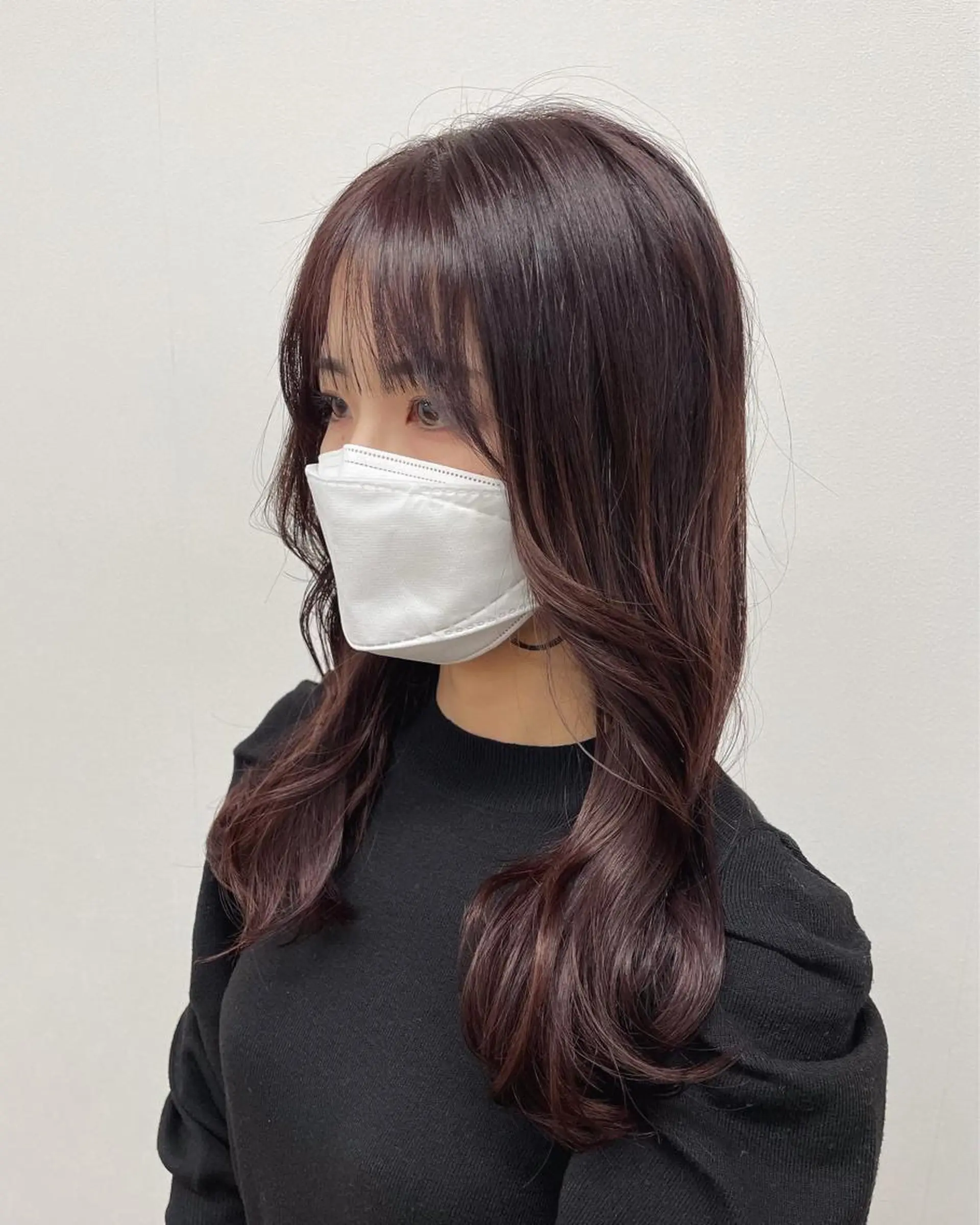 ロング カラー ヘアアレンジ ラベンダーカラー ヨシンモリ 韓国風ヘア レイヤーカット カット ヘアカラー トリートメント 酸性縮毛矯正🧴韓国 レイヤー/髪質改善のヘアスタイル