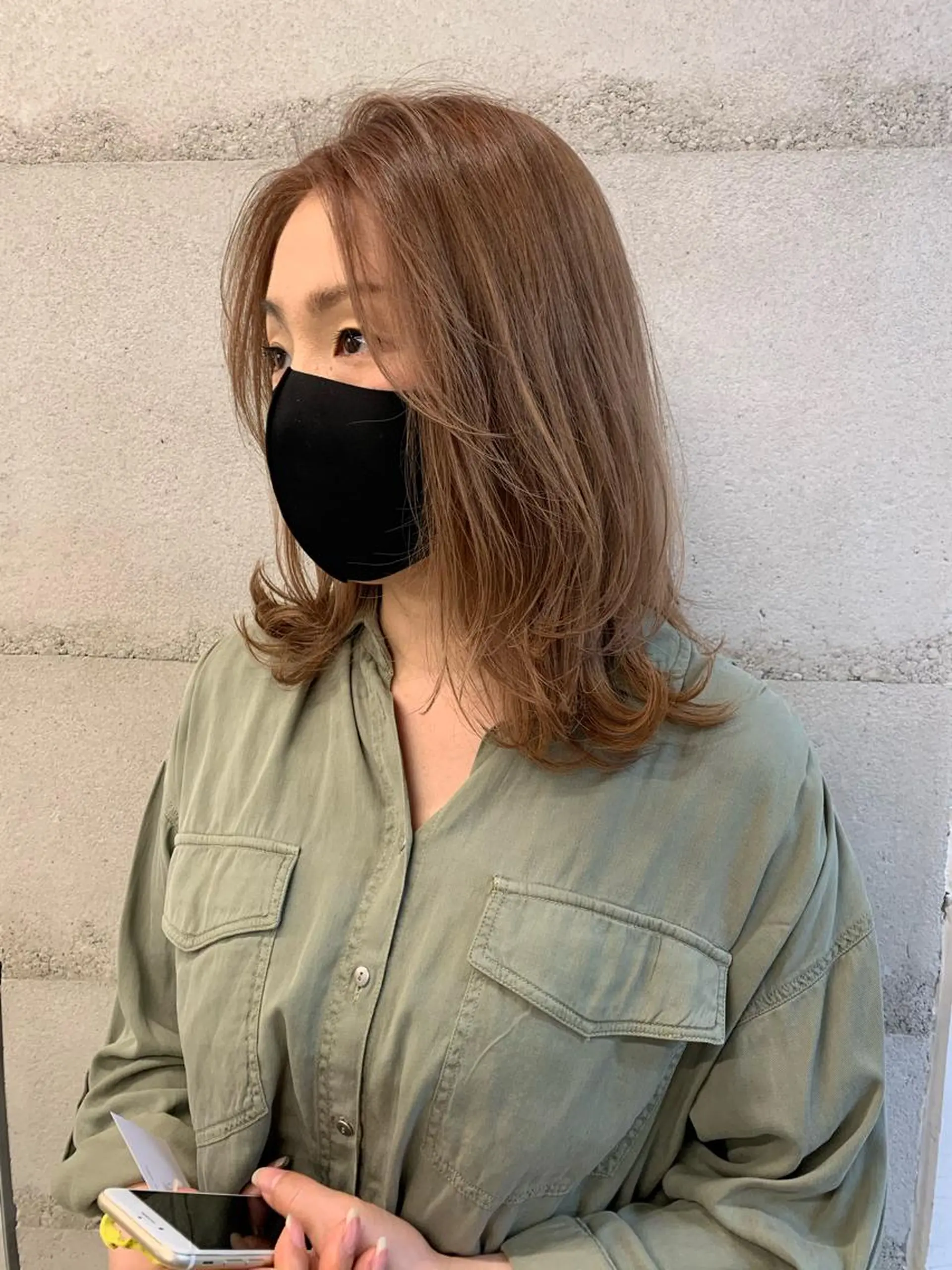 ミディアム カラー カット ヘアカラー トリートメント 透明感/オリーブ/ グレージュ/YUKAのヘアスタイル