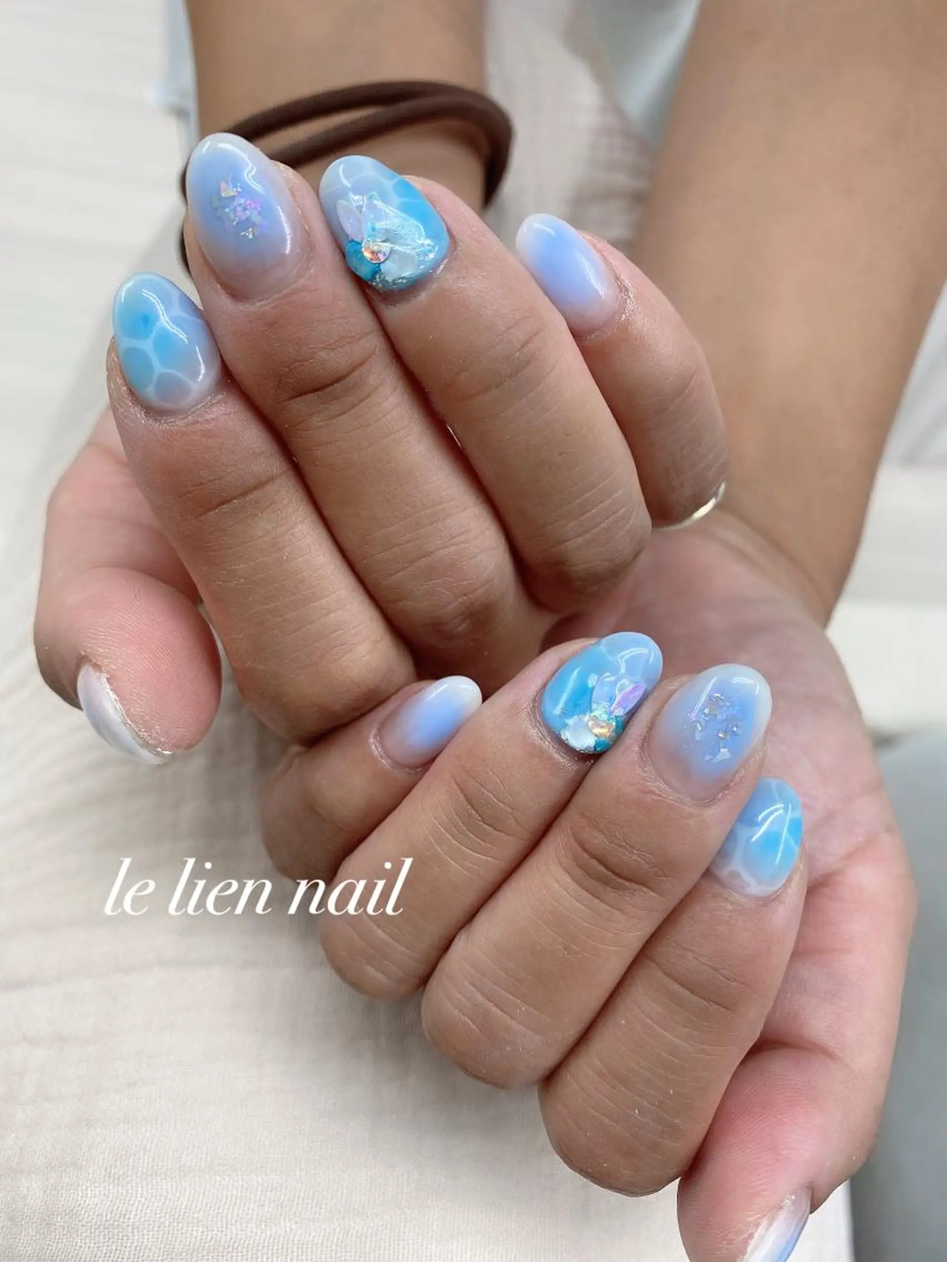 ネイル アートネイル ブルー 夏ネイル le lien nailのネイルデザイン